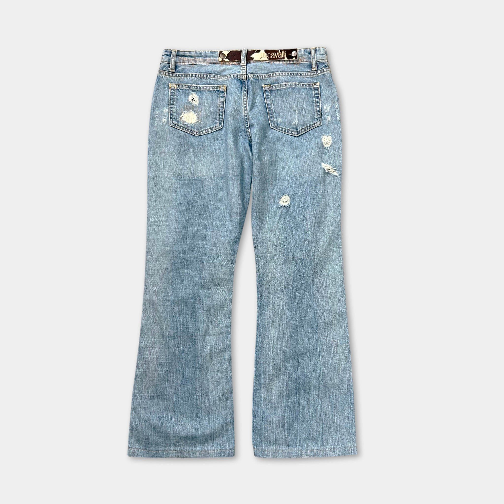 Just Cavalli Just Cavalli 2000s Distressed Flared Denim Jeans Size US 31 - 6 Thumbnail
