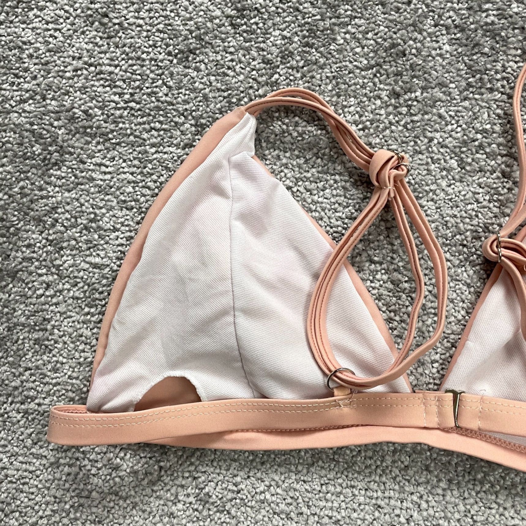 Triangl Unbranded Women’s Medium Solid Peach Triangle Spaghetti Bikini Top Beach Vacation Swimwear Size M / US 6-8 / IT 42-44 - 4 Thumbnail