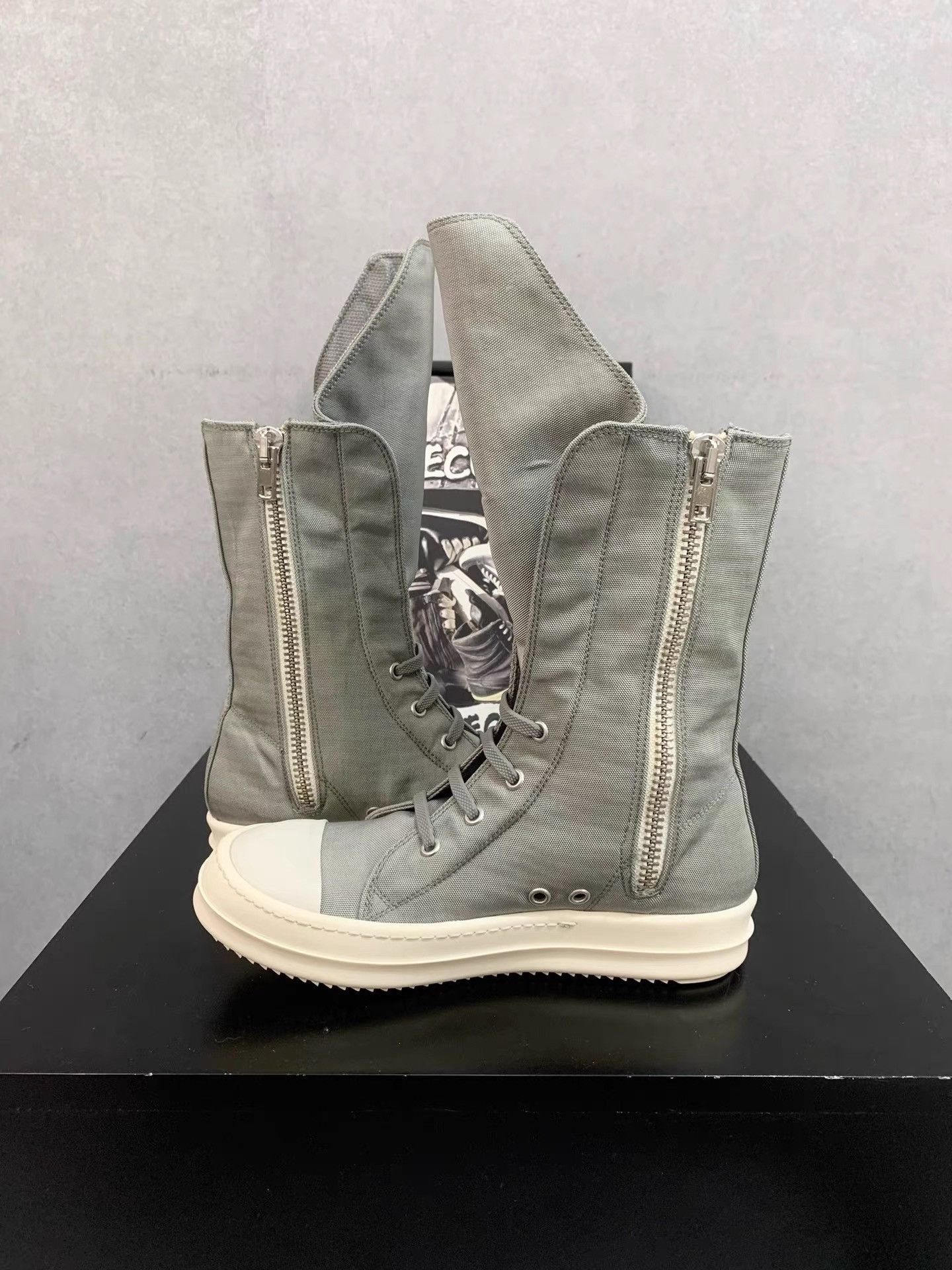 Rick Owens Rick Owens 16FW Olive Green Extended Tongue High Tops K34 Size US 6 / IT 36 - 6 Thumbnail