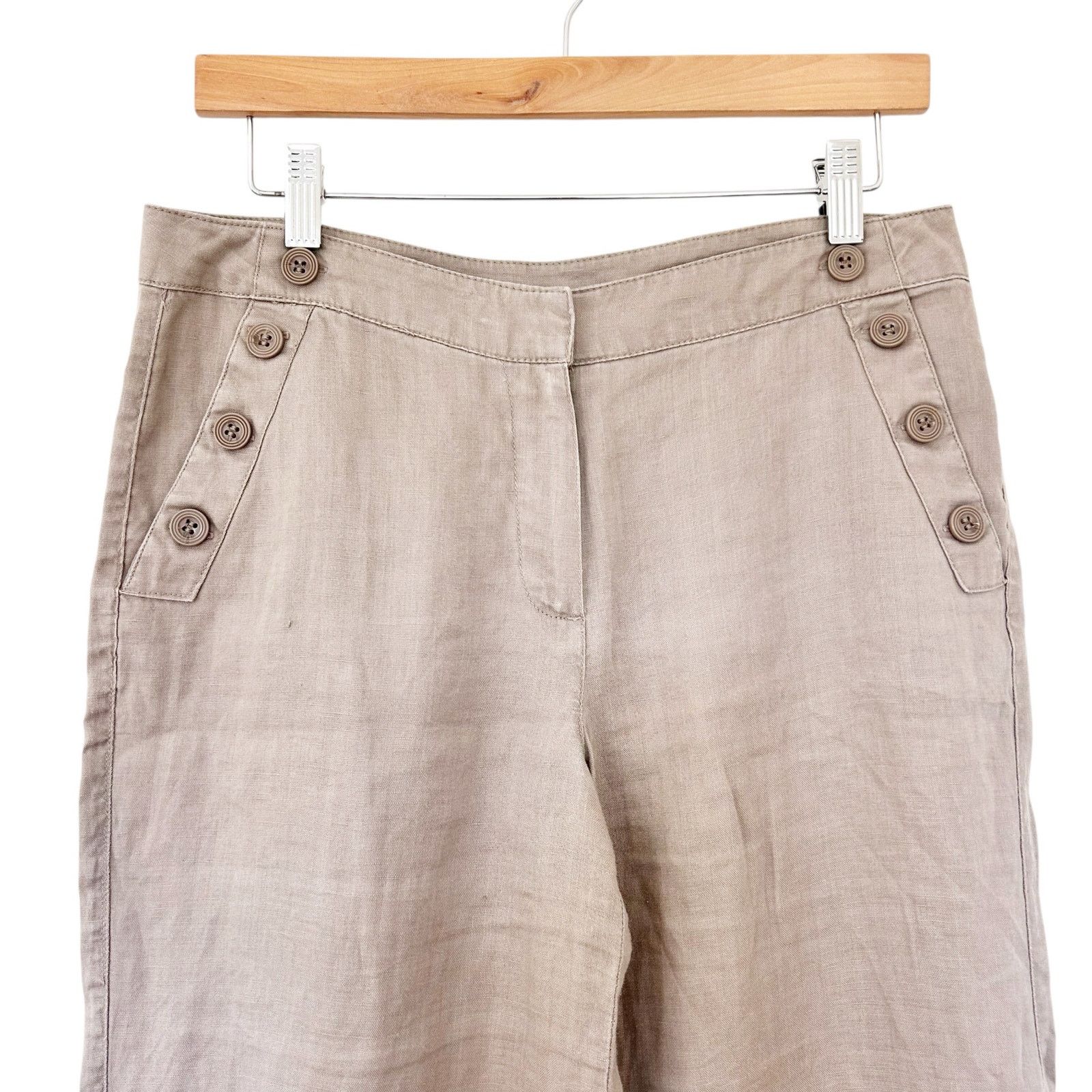 Sandro Sandro Tan 100% Linen Pants Sz 6 Size 28" / US 6 / IT 42 - 3 Thumbnail