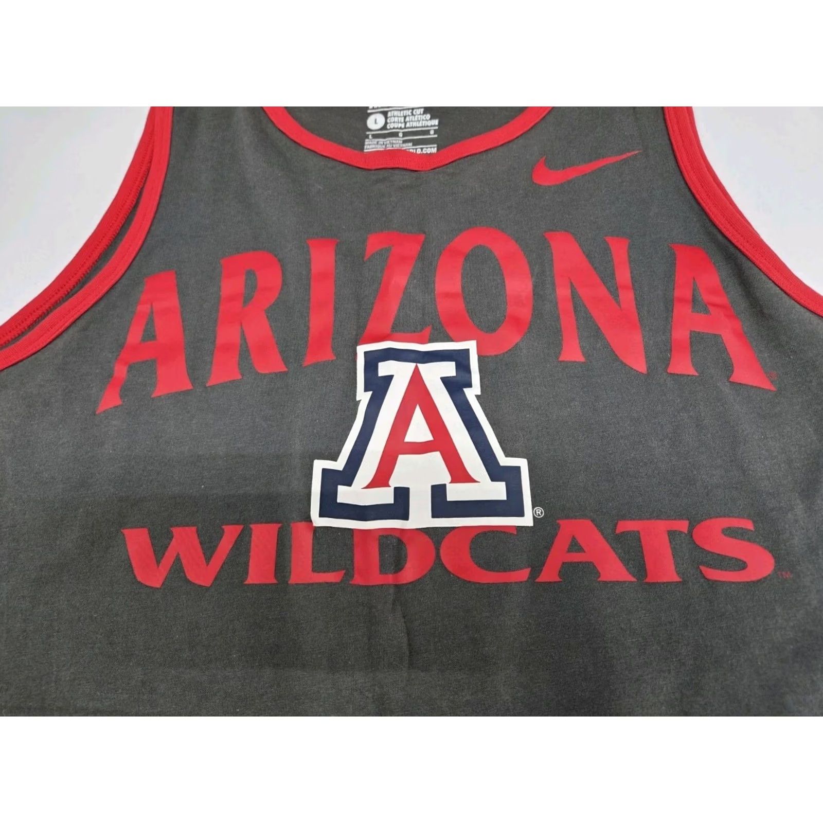 Nike Nike Athletic Cut T-Shirt Mens Tank Top Arizona Wildcats Large Grey/Red Graphic Print Logo Sleeveless Round Neck Athletic Fit Sports Size US L / EU 52-54 / 3 - 3 Thumbnail