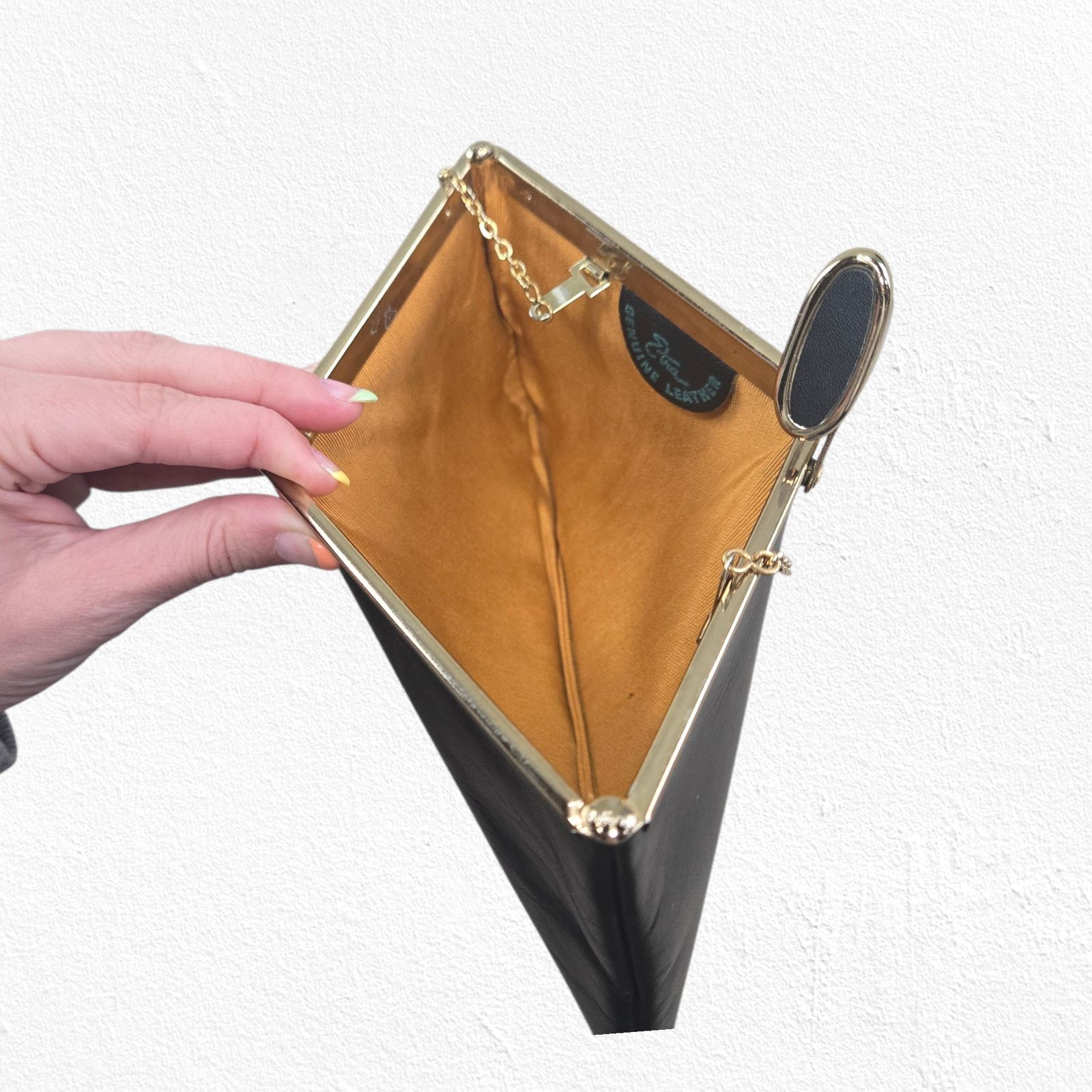 Vintage Vintage 1950s Black Leather Frame Evening Bag Size ONE SIZE - 18 Thumbnail