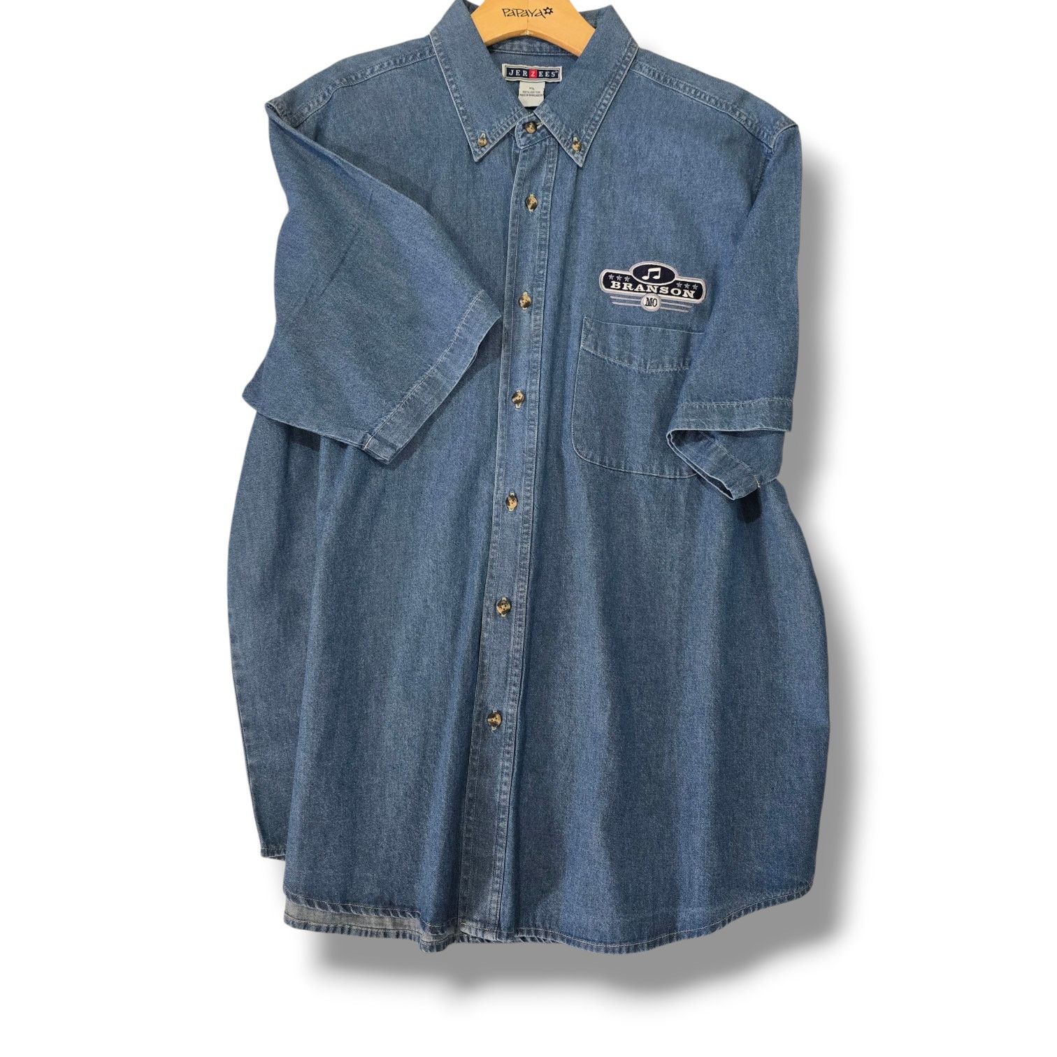 Jerzees Branson MO Jerzees Denim Jean Shirt XL Cotton Button Down Size US XL / EU 56 / 4 - 2 Thumbnail