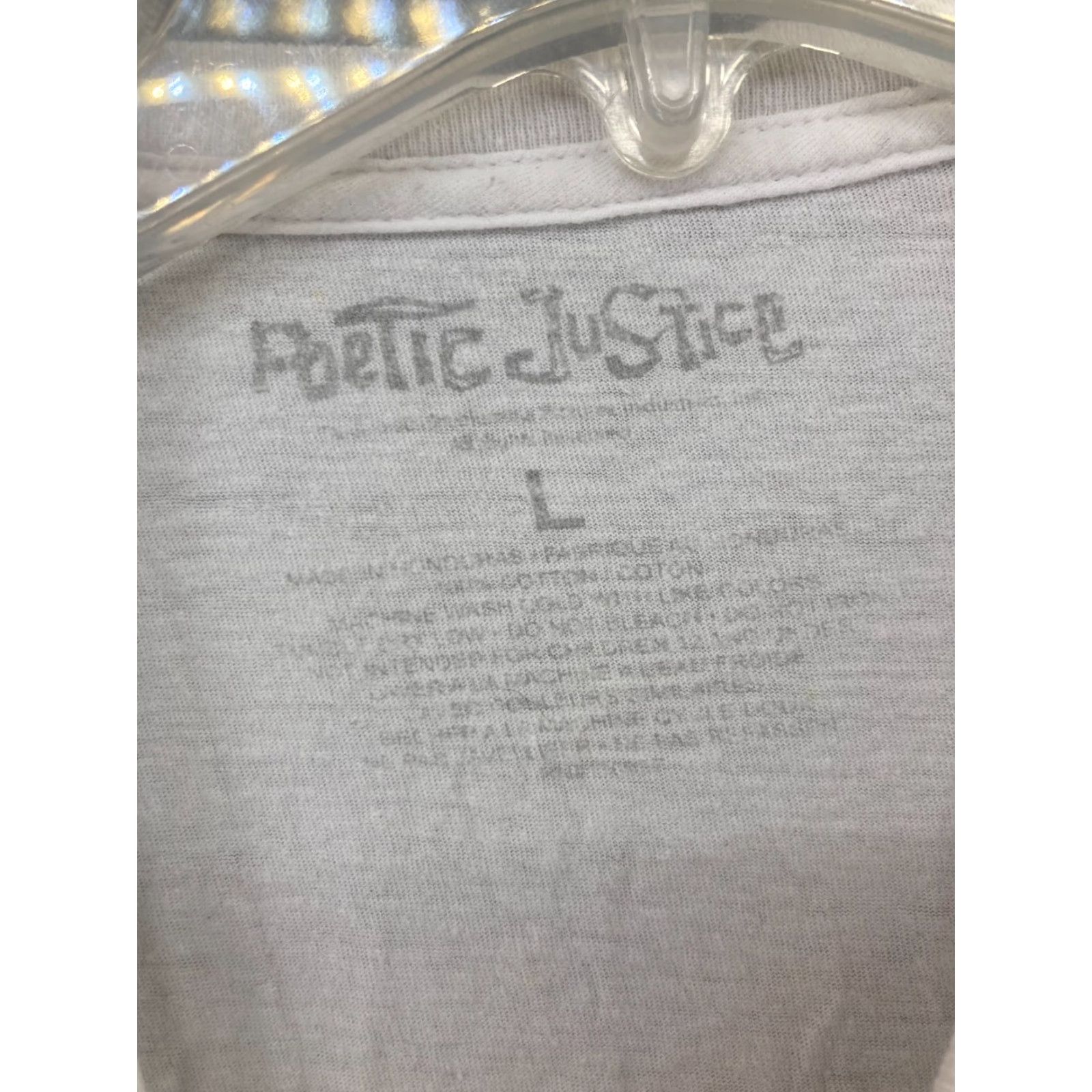 Vintage Poestic Justice Mens T-Shirt Large White Hip Hop Graphic Print Crew Neck Cotton Jersey Shirt Size US L / EU 52-54 / 3 - 5 Thumbnail