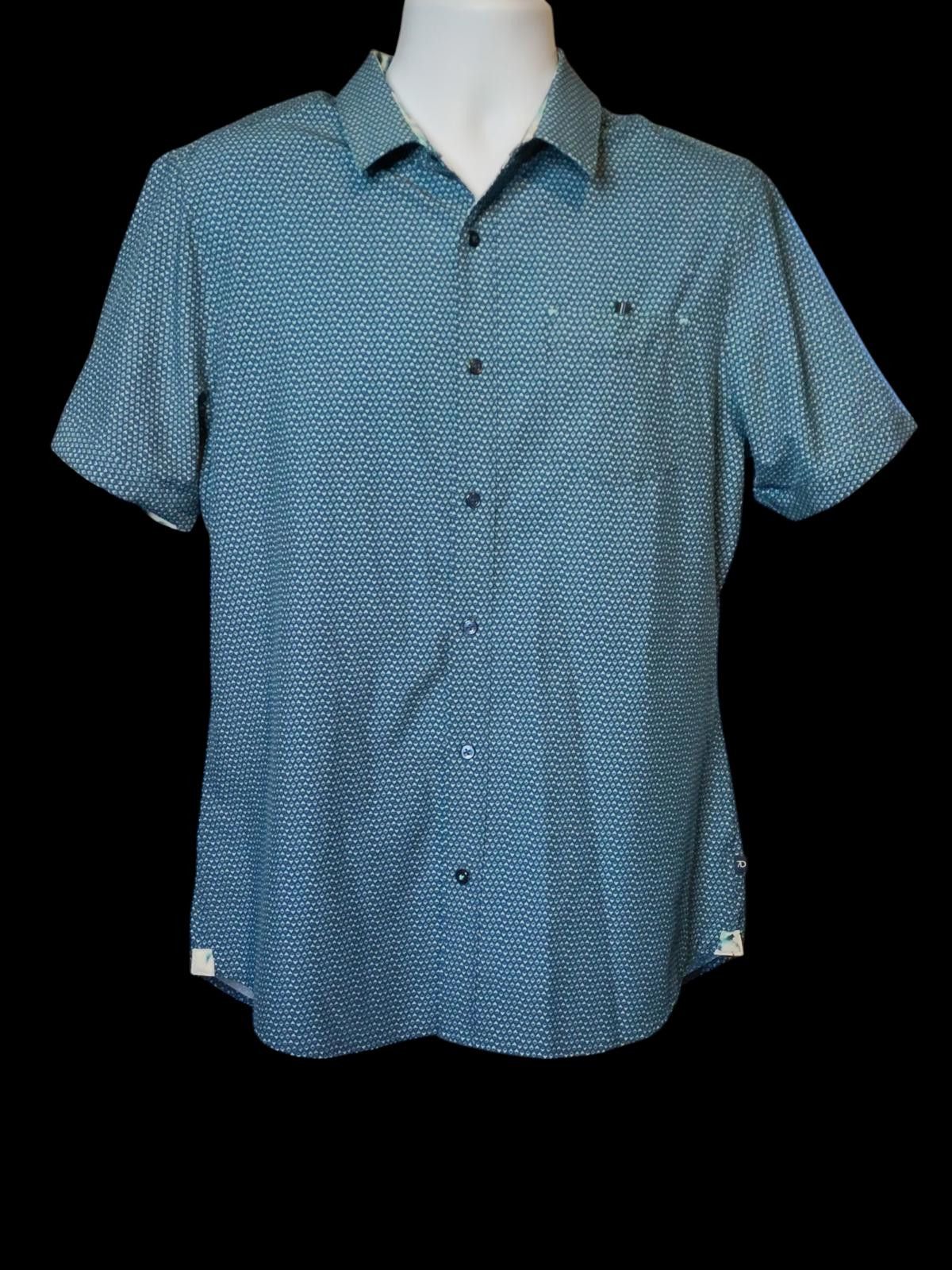 7Diamonds 7Diamonds Men's Button-Up Shirt Blue with Subtle Print Size US M / EU 48-50 / 2 - 3 Thumbnail