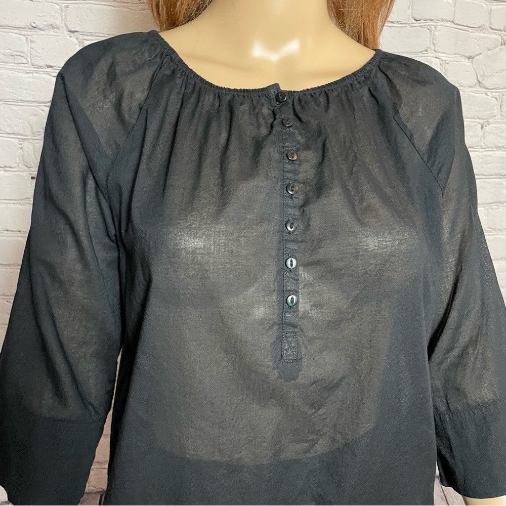 Norma Kamali Norma Kamali Black Cotton 3/4 Sleeve Top Size S Size S / US 4 / IT 40 - 3 Thumbnail