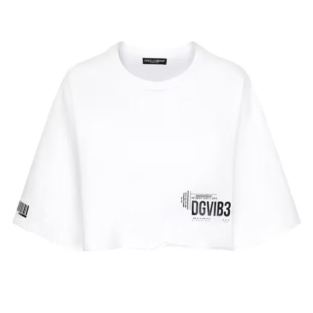 Dolce & Gabbana o1g2r1mq1024 Cropped Cotton Jersey T-Shirt in White Size XS / US 0-2 / IT 36-38 - 1 Thumbnail