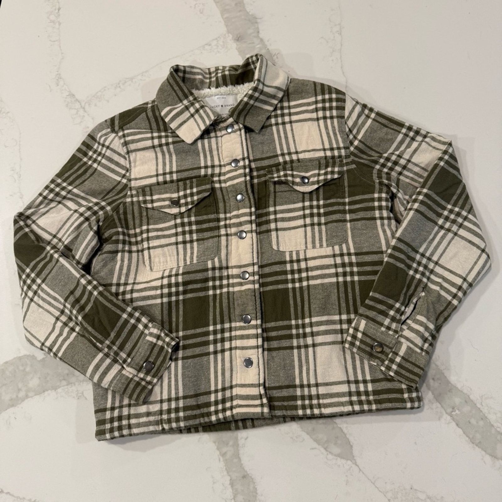 Lucky Brand Lucky Brand Plaid Sherpa Flannel Shirt Jacket Womens Small Size S / US 4 / IT 40 - 1 Thumbnail