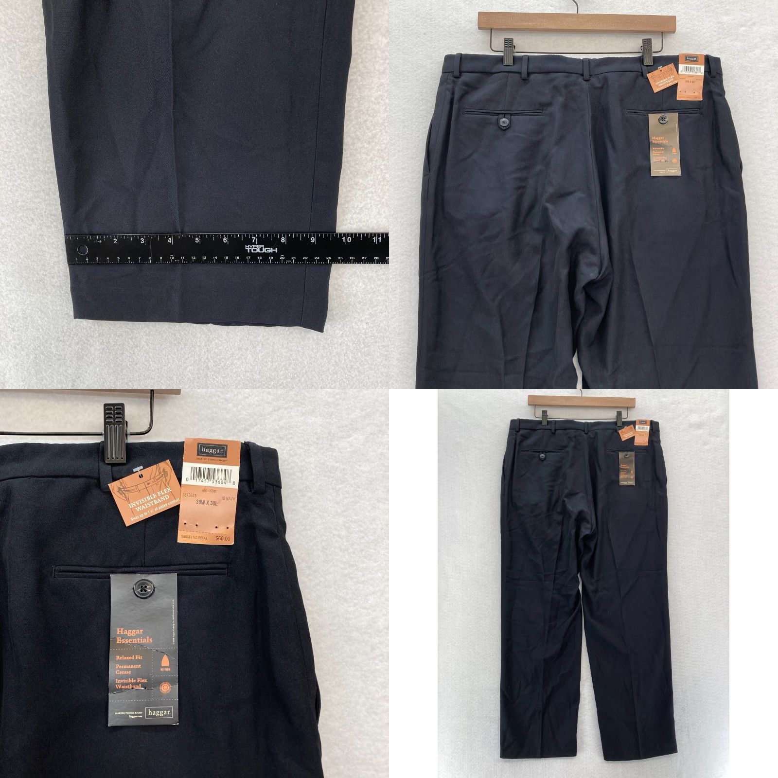 Haggar Haggar Essentials Dress Pants Mens 38x30 Black Microfiber Relaxed Straight NWT Size US 38 / EU 54 - 8 Thumbnail