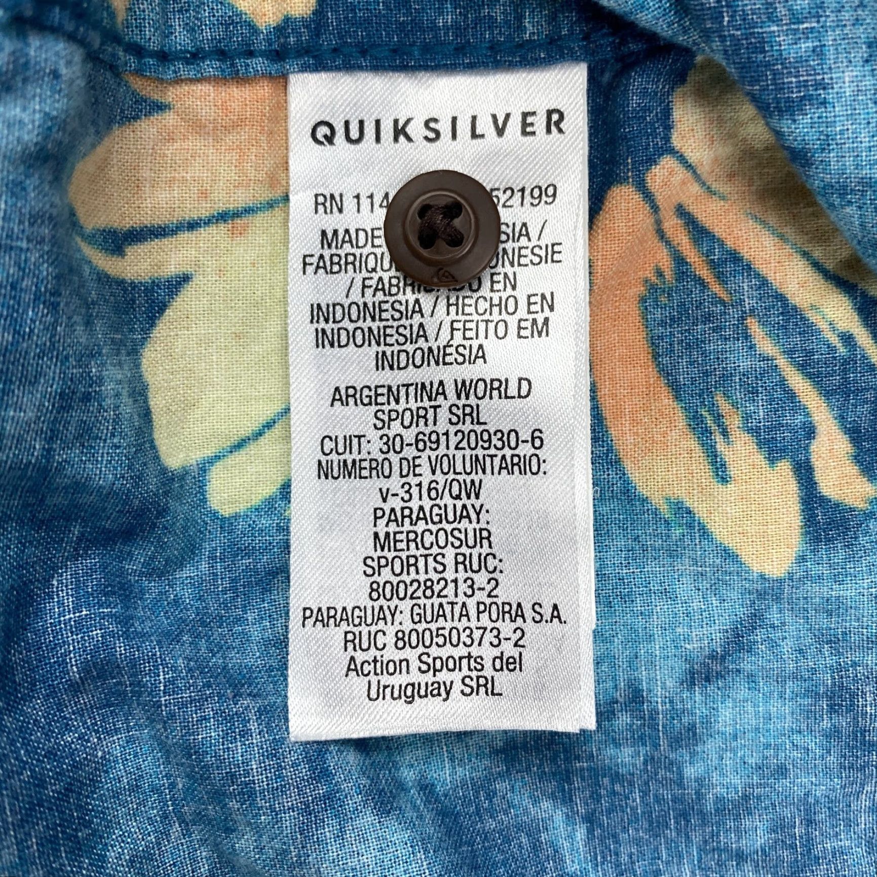 Quiksilver Quiksilver Shirt Mens Large Blue Floral Hawaiian Button Up Regular Fit Size US L / EU 52-54 / 3 - 6 Thumbnail
