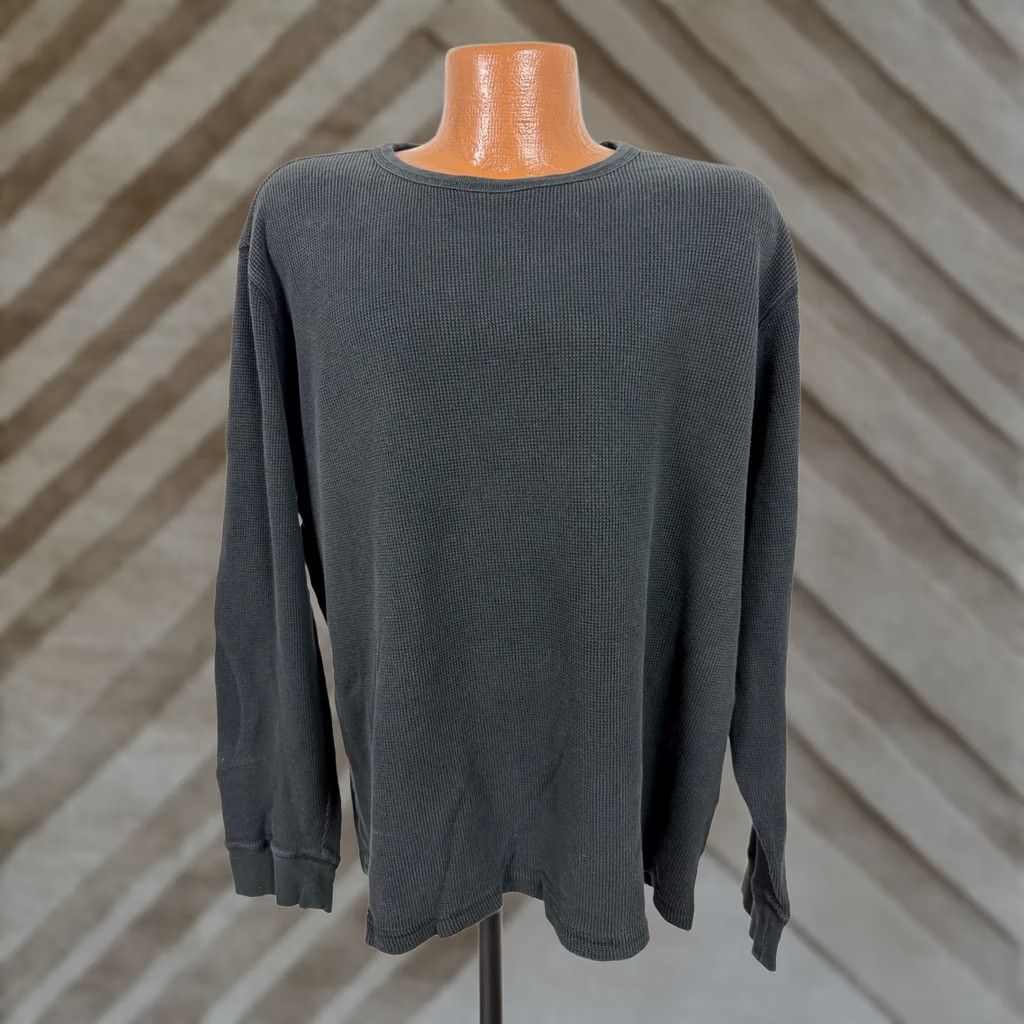 Merona VINTAGE Merona Shirt Men XL Boxy Fit Thermal Outdoors Midweight Cotton Waffle-Knit Y2K Black Size US XL / EU 56 / 4 - 1 Thumbnail