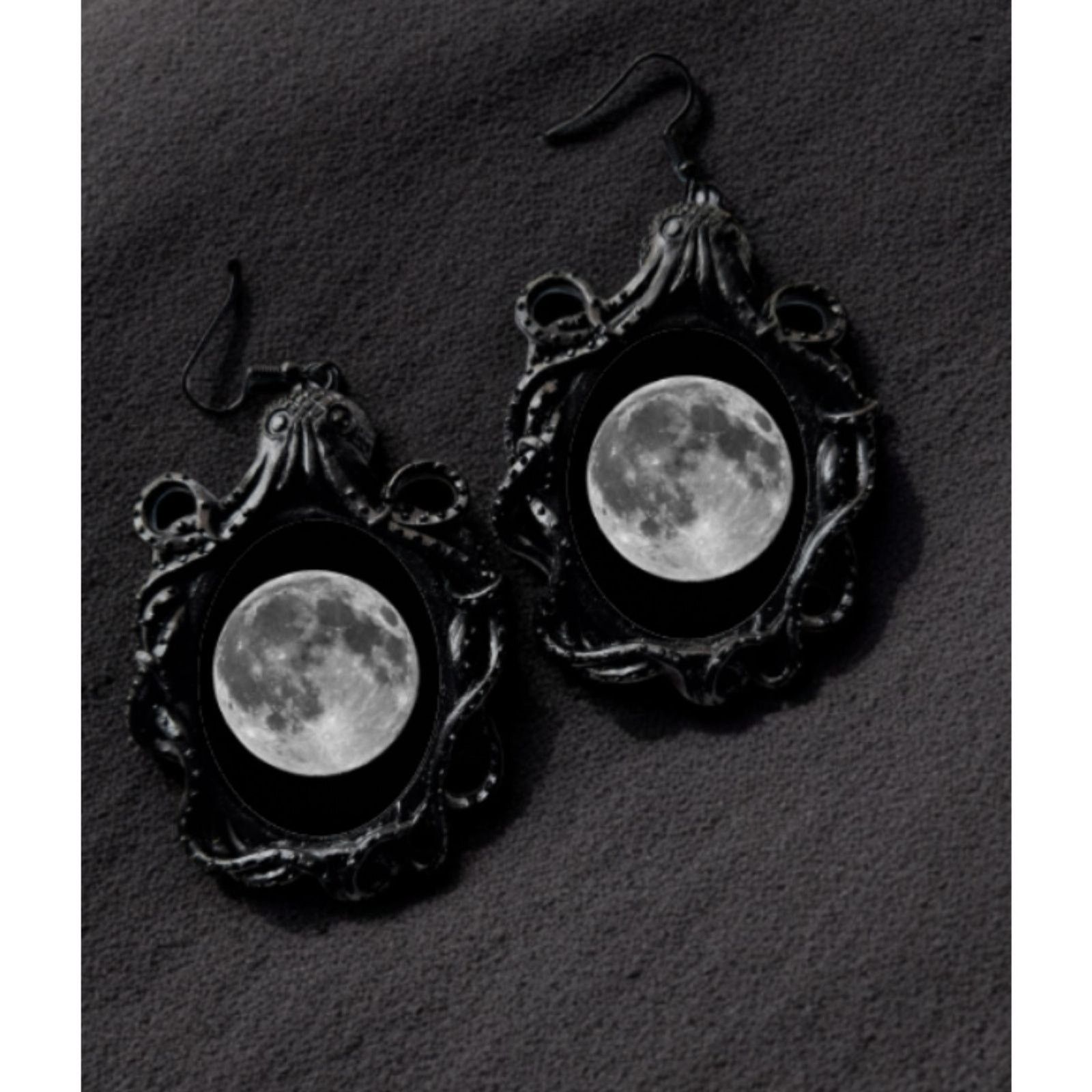 Other Full Moon Earrings Gothic Jewelry Witchy Universe OuterSpace Size ONE SIZE - 3 Thumbnail