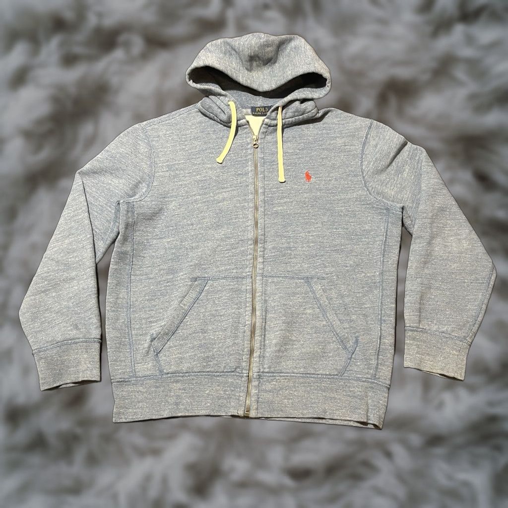 VINTAGE Polo Ralph Lauren Hoodie Adult Large Blue Cotton Fleece
