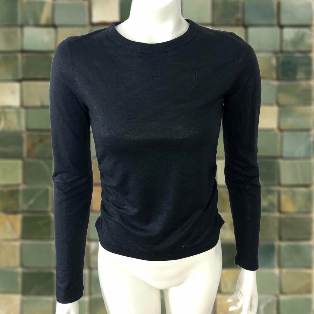 Allsaints All Saints Tina Shimmer US 4 Lightweight Ruched Gather Shirt Top Black MINT HRJ Shirt Womens 4 Black Lightweight Ruched Gather Front-Exposure? Size S / US 4 / IT 40 - 1 Thumbnail