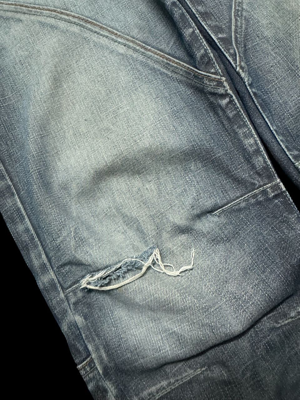 Rusty THRASHED Shine Denim Construction Rusty Blue Distressed Jean Size US 32 / EU 48 - 9 Thumbnail