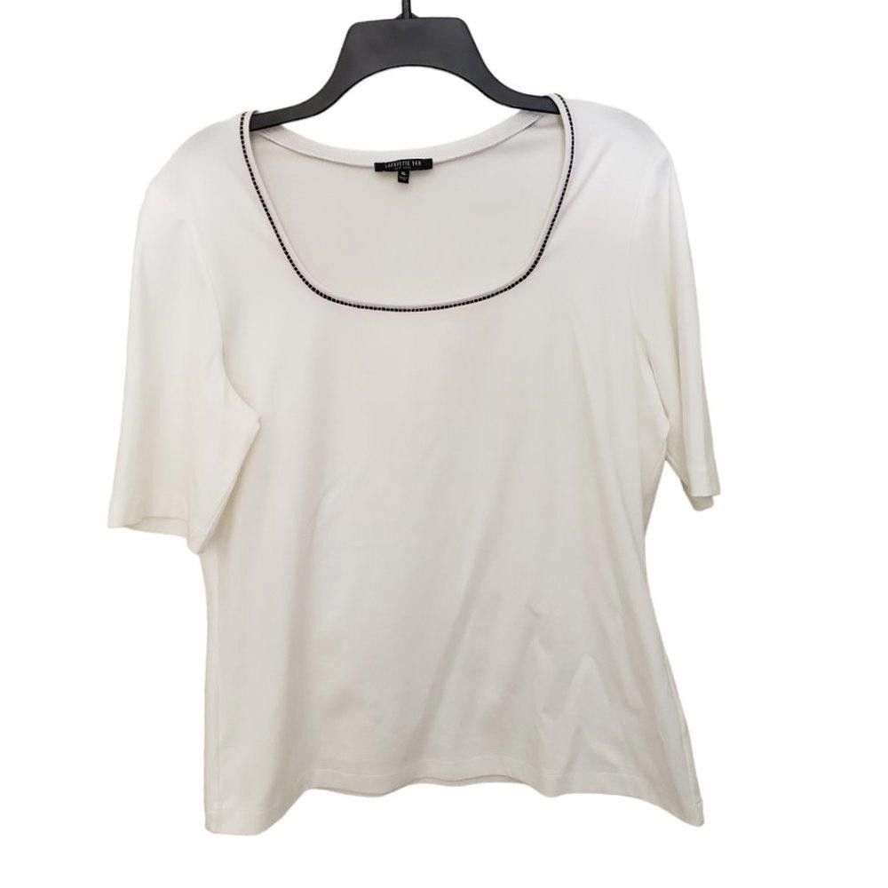 Designer CT1305a Ladies Lafayette 148 XL White Blouse Size XL / US 12-14 / IT 48-50 - 1 Thumbnail