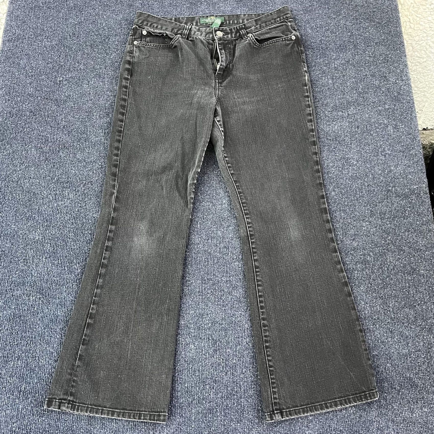 CO VINTAGE? LRL Lauren Jeans Co Jeans Womens 10P Black Bootcut Petite Charcoal Wash Denim Cotton Spandex Zip Embroidered Pockets Mens? Size 32" / US 10 / IT 46 - 2 Thumbnail
