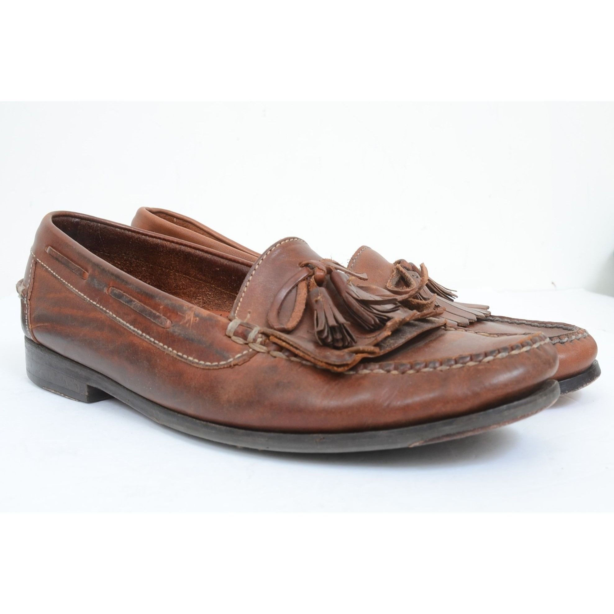 Cole Haan Cole Haan Mens Size 11D Brown Leather Tassles Pinch Loafers Size US 11 / EU 44 - 7 Thumbnail