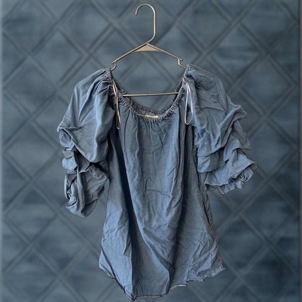 Zara ZARA Off the Shoulder Chambray Dress Women's XS Blue Tiered Ruffle Sheath Short Size XS / US 0-2 / IT 36-38 - 1 Thumbnail