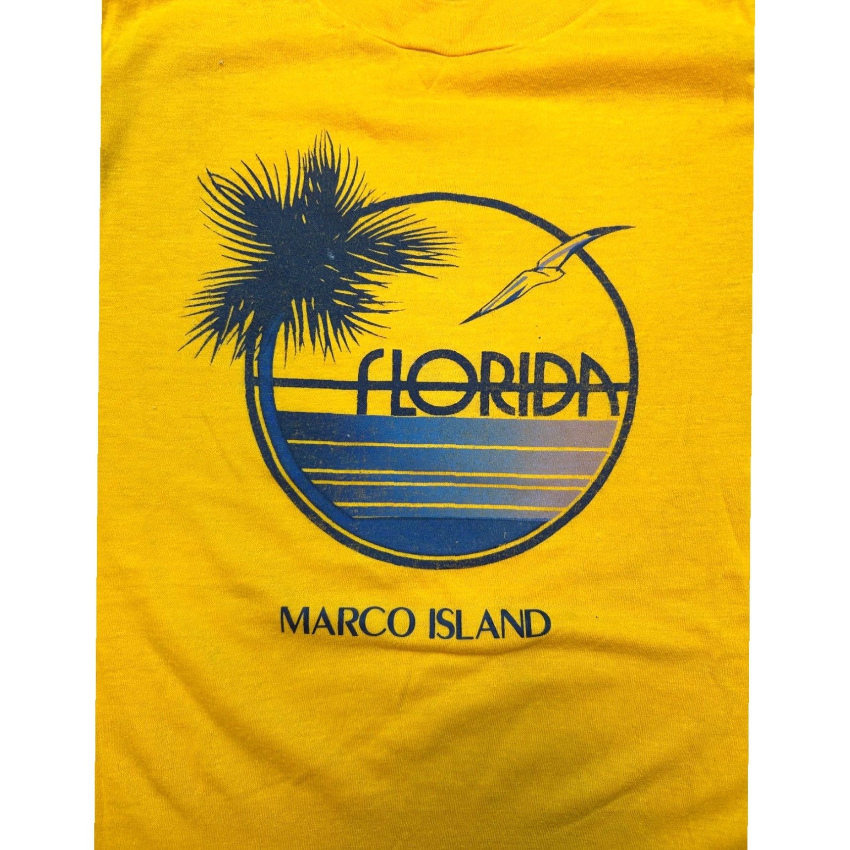 Vintage VINTAGE Florida Marco Island T-Shirt Yellow Single Stitch 70s 80s Souvenir Graphic Print Mens Small Beach Retro Crew Neck Short Sleeve Cotton Shirt Size US S / EU 44-46 / 1 - 5 Thumbnail