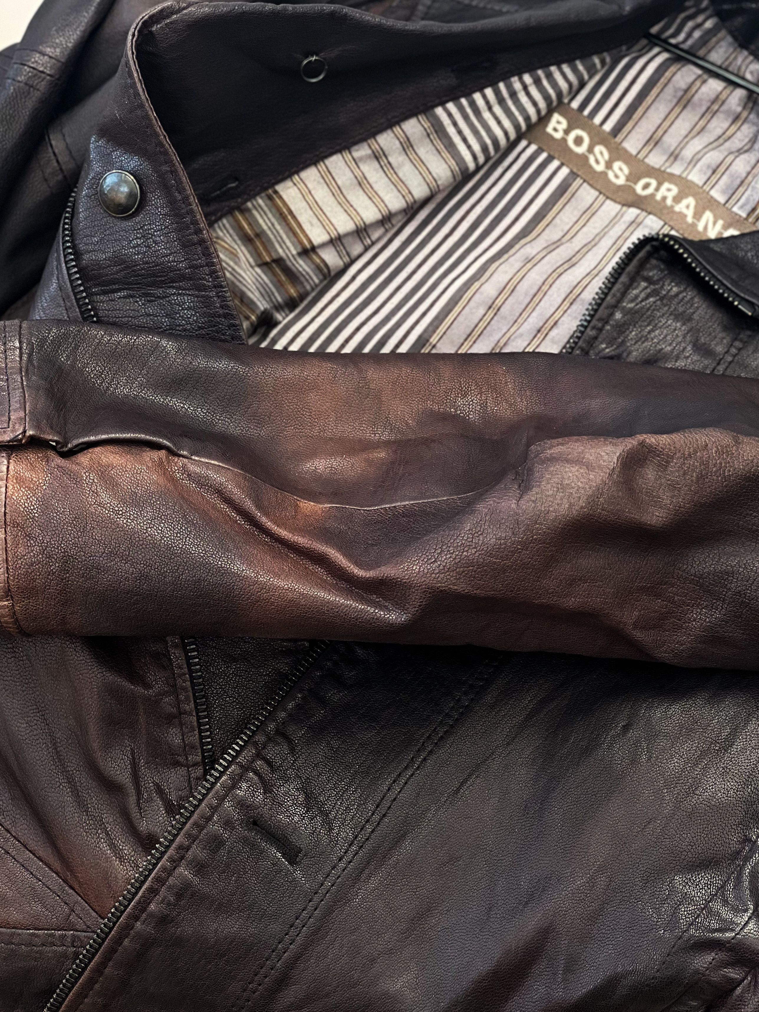 Hugo Boss × Vintage Hugo Boss Orange vintage leather jacket Size US L / EU 52-54 / 3 - 7 Thumbnail