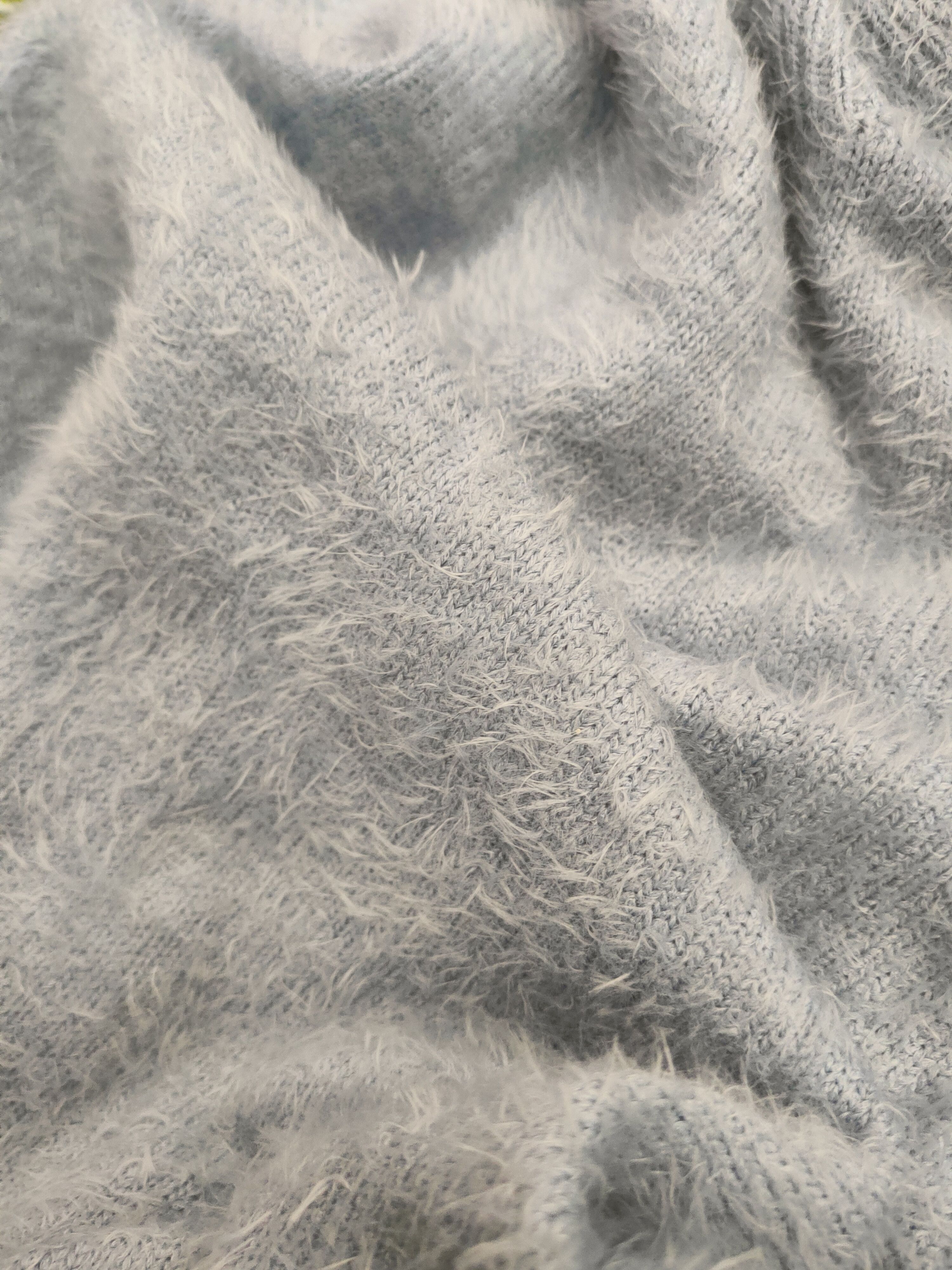 Japanese Brand Earth Music & Ecology Blue Fur Mohair Knitwear #46-549 Size S / US 4 / IT 40 - 12 Thumbnail