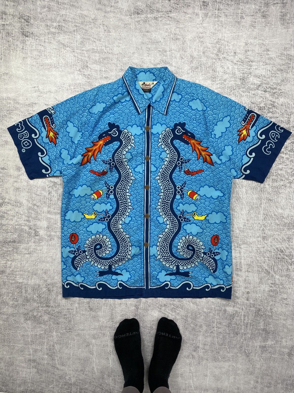 Mambo × Vintage Rare! Vintage mambo loud dragon hawaiian shirt button up 90s Size US XL / EU 56 / 4 - 1 Thumbnail