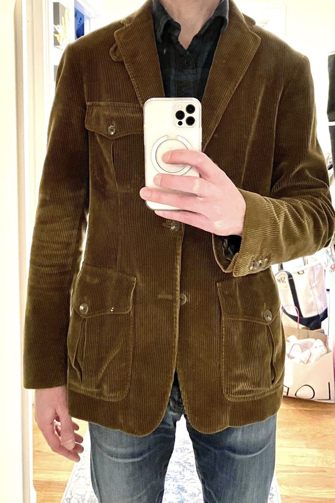 Vintage Polo Ralph Lauren Corduroy Hunting Sport Coat Brown