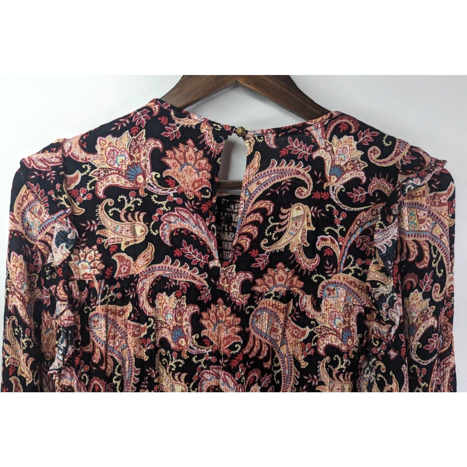 Vintage Knox Rose Blouse Shirt Women Small S Black Paisley Smocked Ruffle Sleeve Ballon Long Sleeve Round Neck Pullover Casual Size S / US 4 / IT 40 - 4 Thumbnail