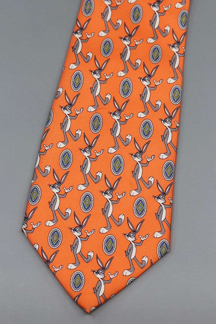 Warner Bros Vintage 1996 Looney Tunes Bugs Bunny Silk Tie Size ONE SIZE - 1 Thumbnail