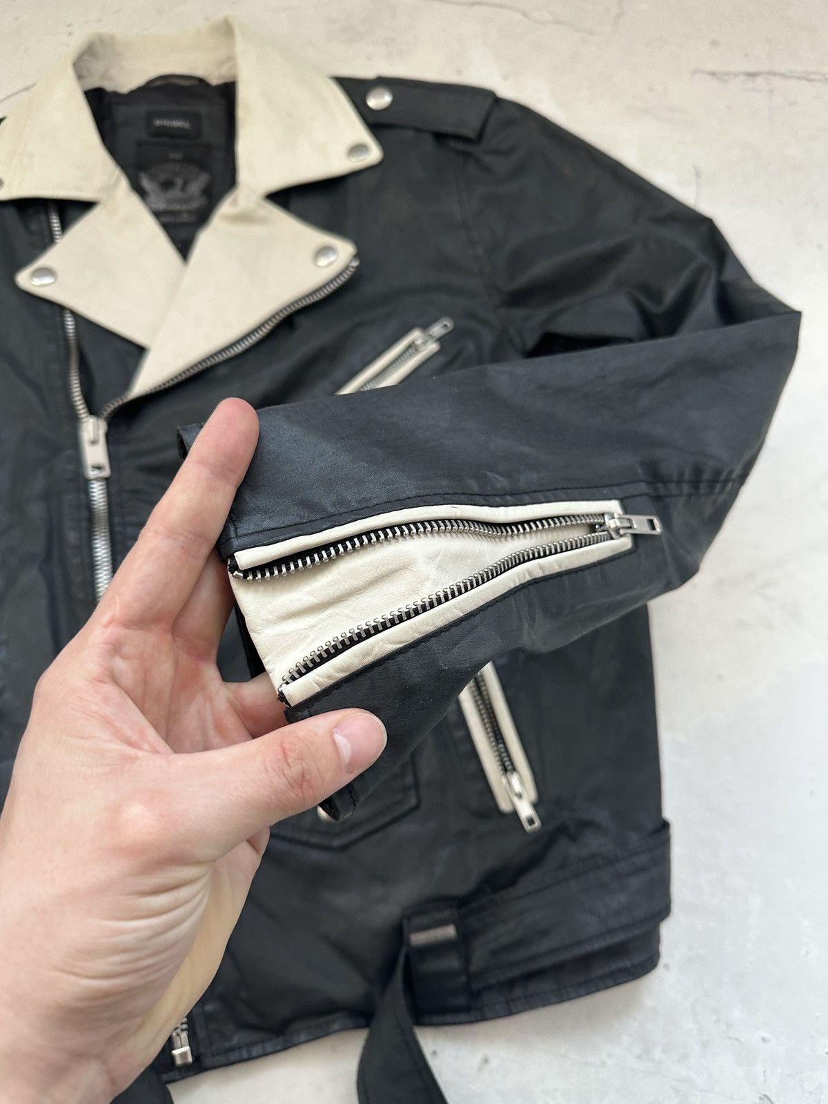 Designer × Diesel Diesel Waxed cotton and leather ramone biker jacket Y2K Size US XL / EU 56 / 4 - 7 Thumbnail