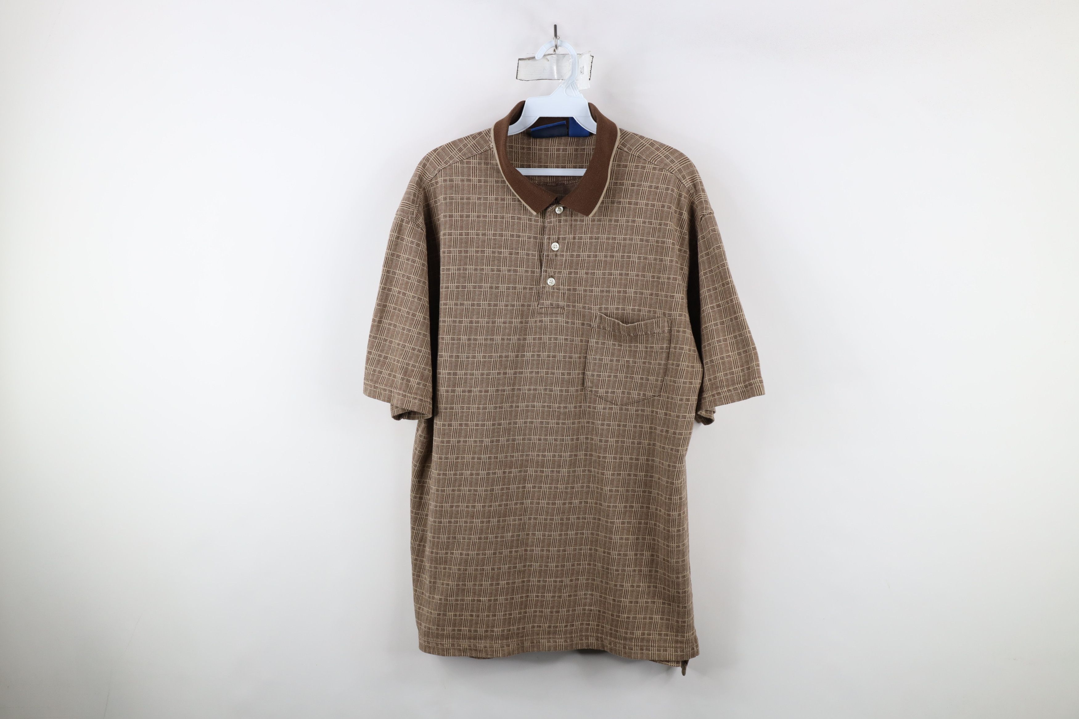 Vintage Vintage 90s Streetwear Knit Collared Golf Polo Shirt Brown Size US L / EU 52-54 / 3 - 1 Thumbnail