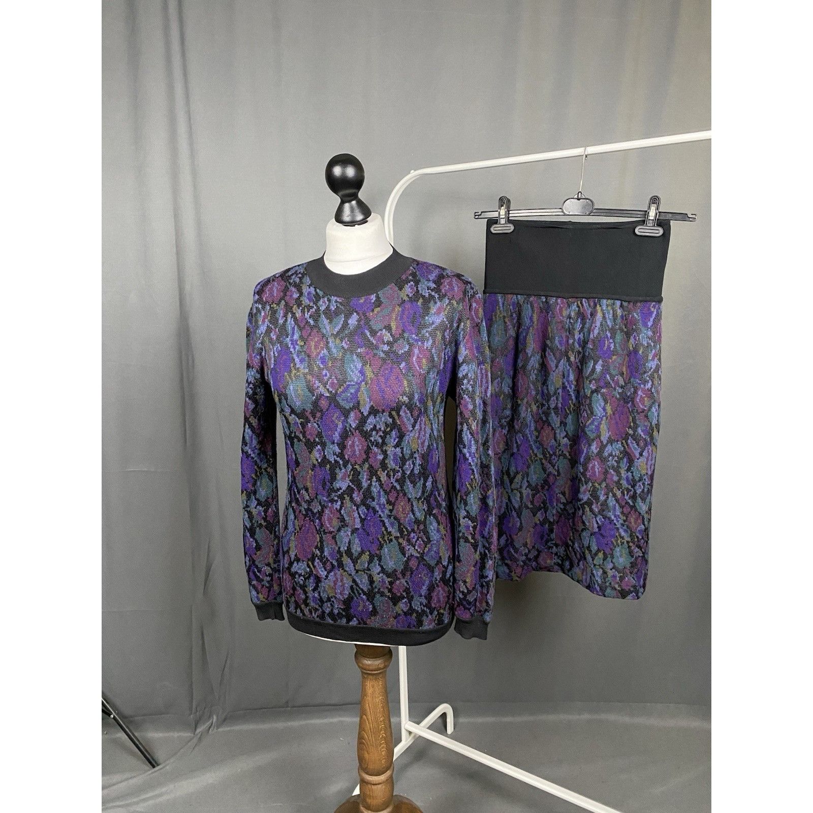 Missoni RARE! Missoni Vitnage Purple Floral Wool Knit 2 Piece Sweate Size M / US 6-8 / IT 42-44 - 2 Thumbnail