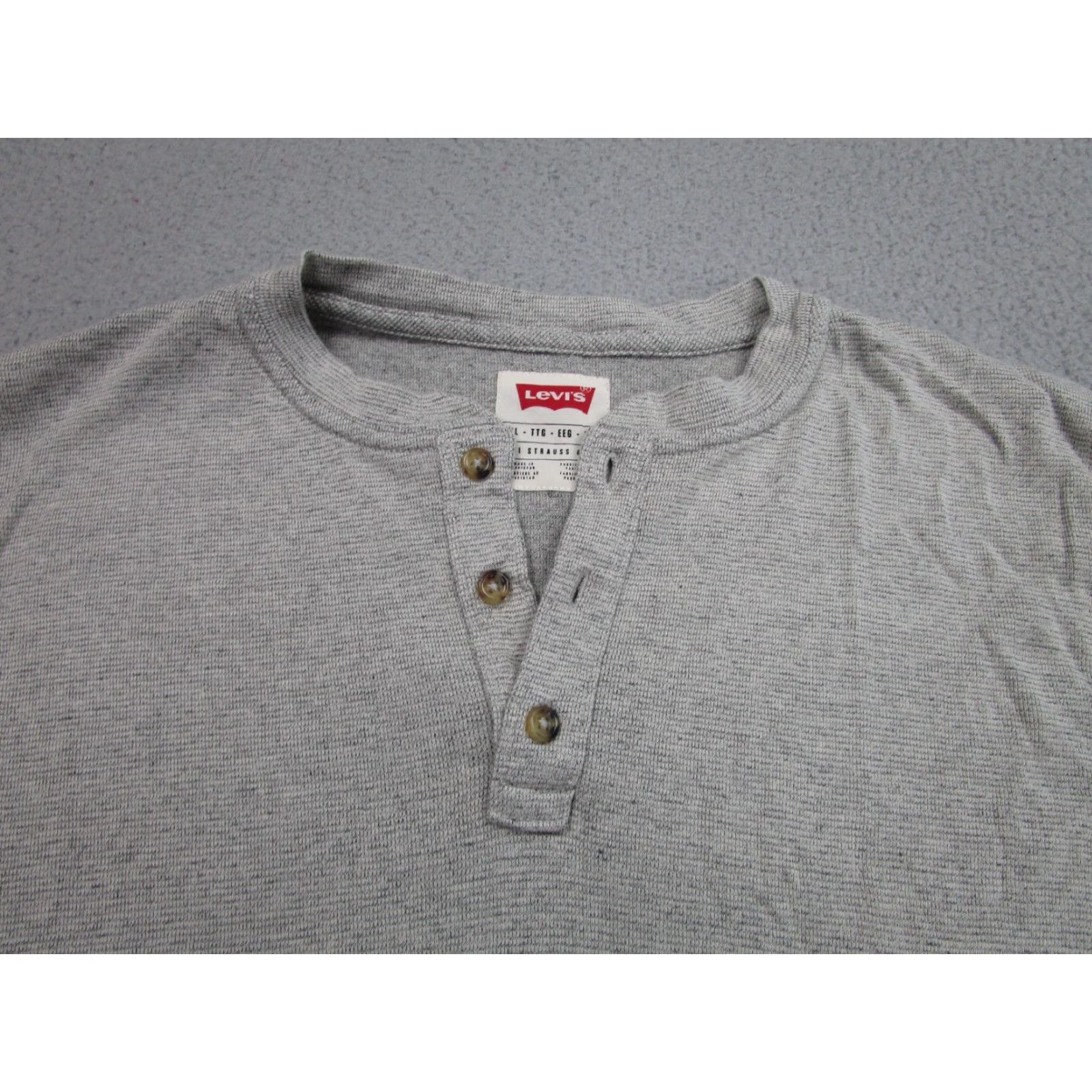 Levi's Levi's Waffle Shirt Mens 2XL Gray Long Sleeve Henley Thermal Tee Top Indie Beach Size US XXL / EU 58 / 5 - 2 Thumbnail