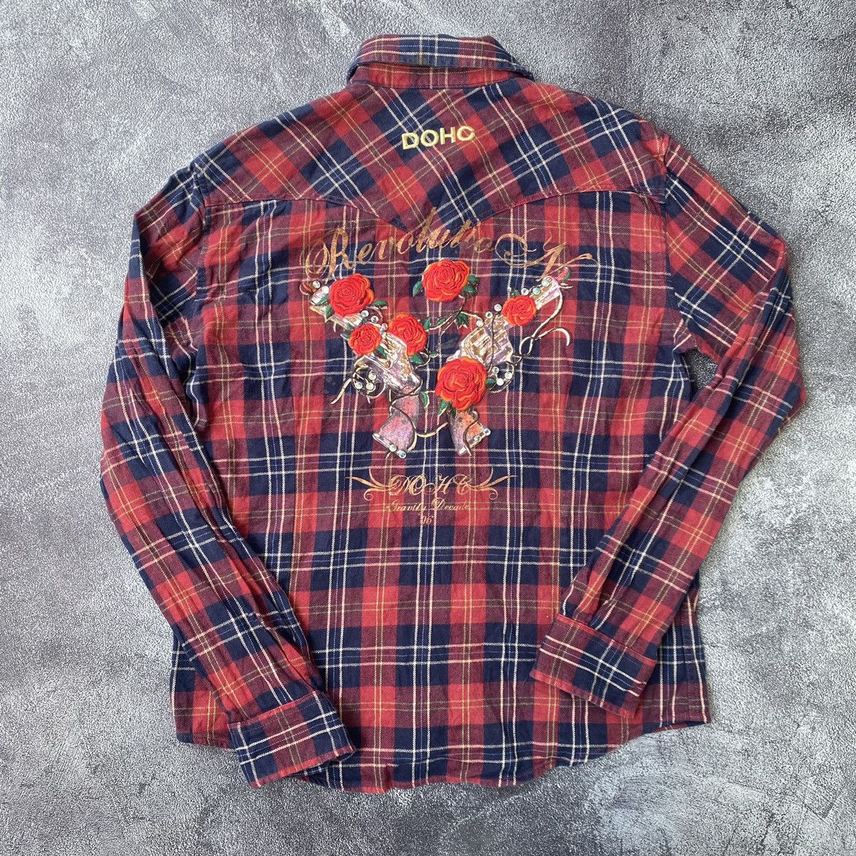 If Six Was Nine × Japanese Brand × Le Grande Bleu (L.G.B.) DOHC Double Guns Rhinestones Flannel Shirt Size US M / EU 48-50 / 2 - 7 Thumbnail