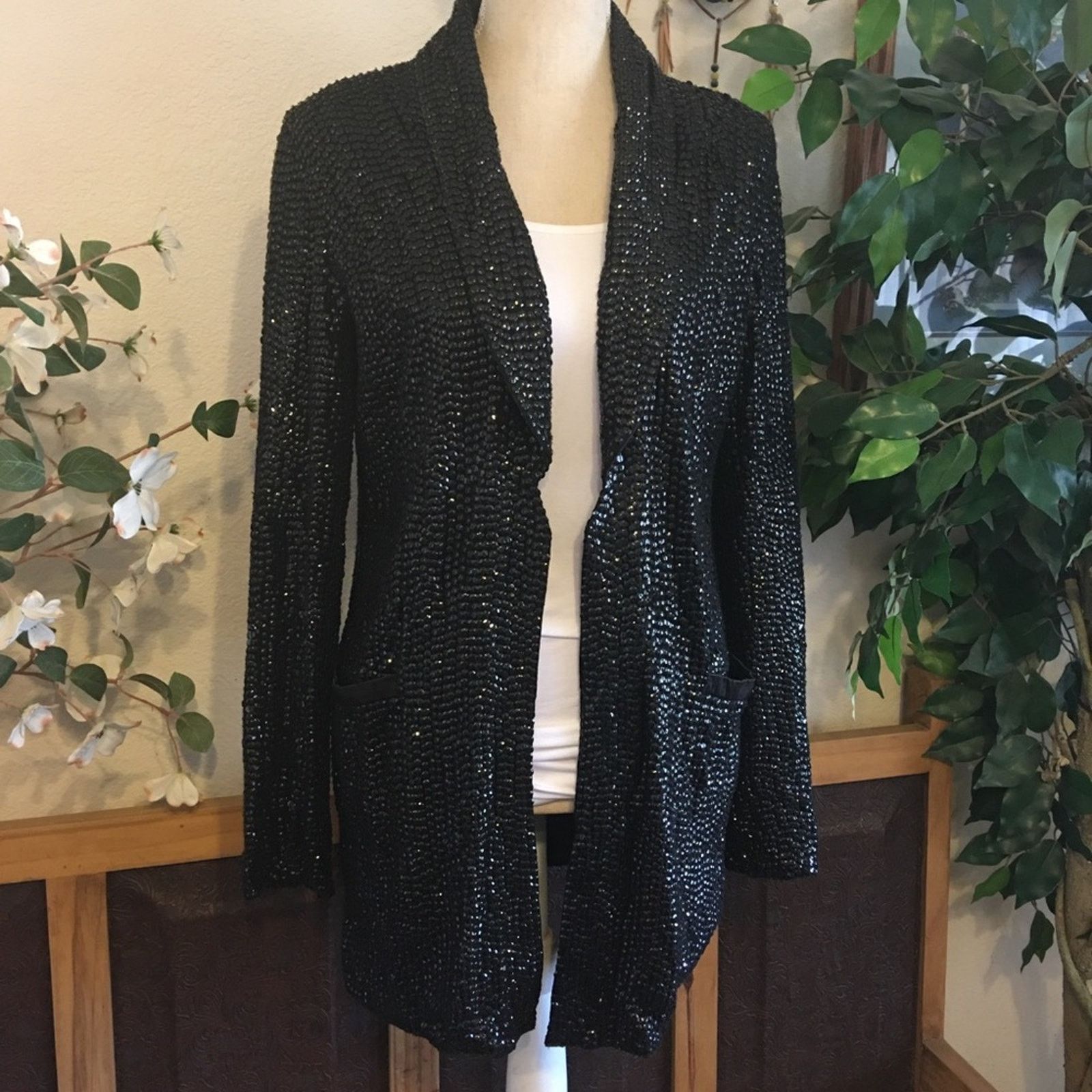 Other Ambre Babzoe black sequin open front jacket NWT 36 Size S / US 4 / IT 40 - 1 Thumbnail