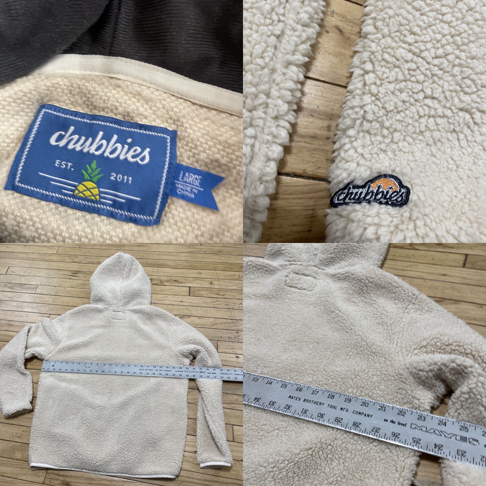Chubbies VINTAGE Chubbies Hoodie Men L Ivory Cream Capsule Fleece Pullover Deep Pile Sherpa Pockets Hooded Size US L / EU 52-54 / 3 - 8 Thumbnail