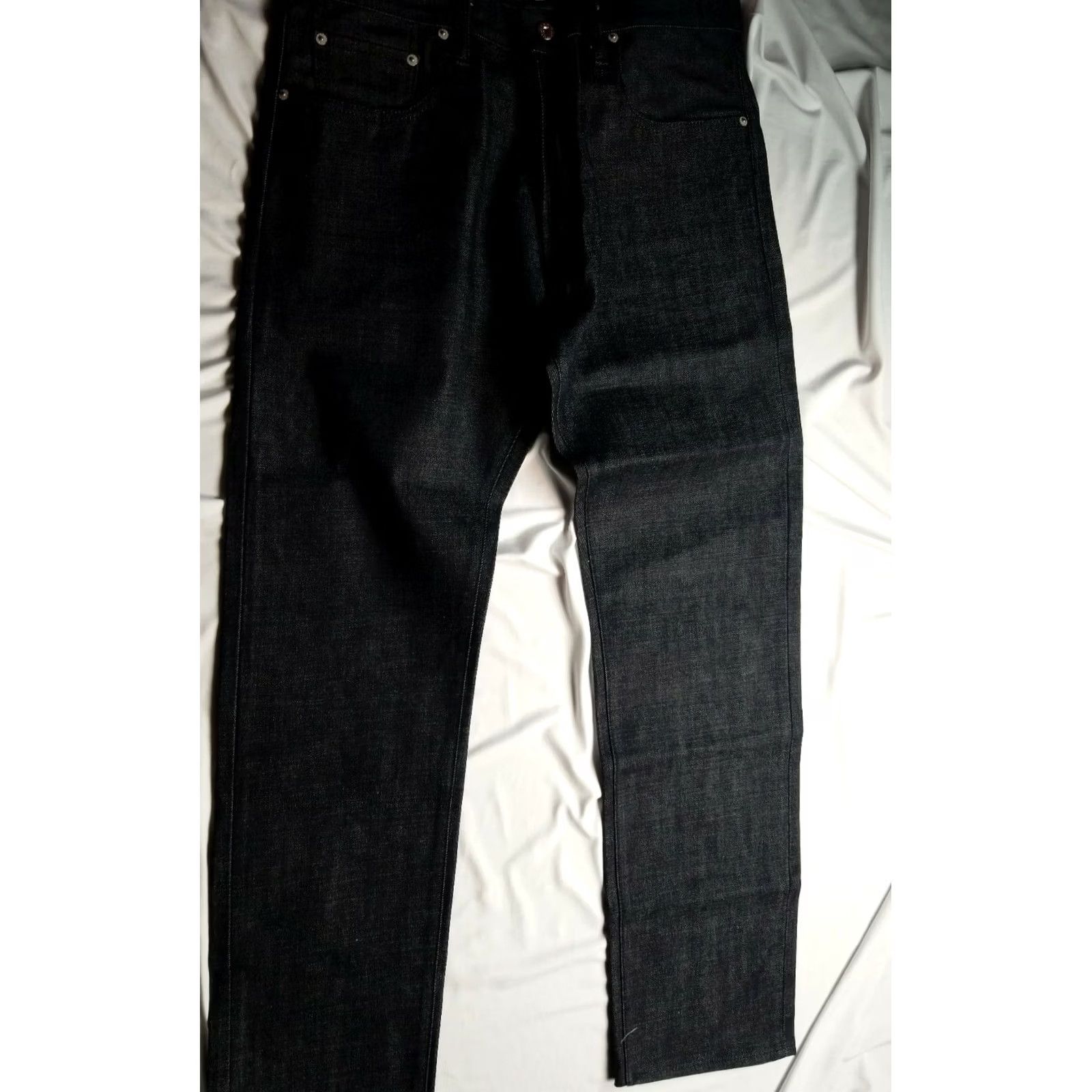 Denime Post O'Alls Denim Jean 32x33 Regular 100% Cotton Japanese Selvedge Straight Zip Pocket Men Blue Vintage NWOT / Raw Wash Size US 32 / EU 48 - 3 Thumbnail