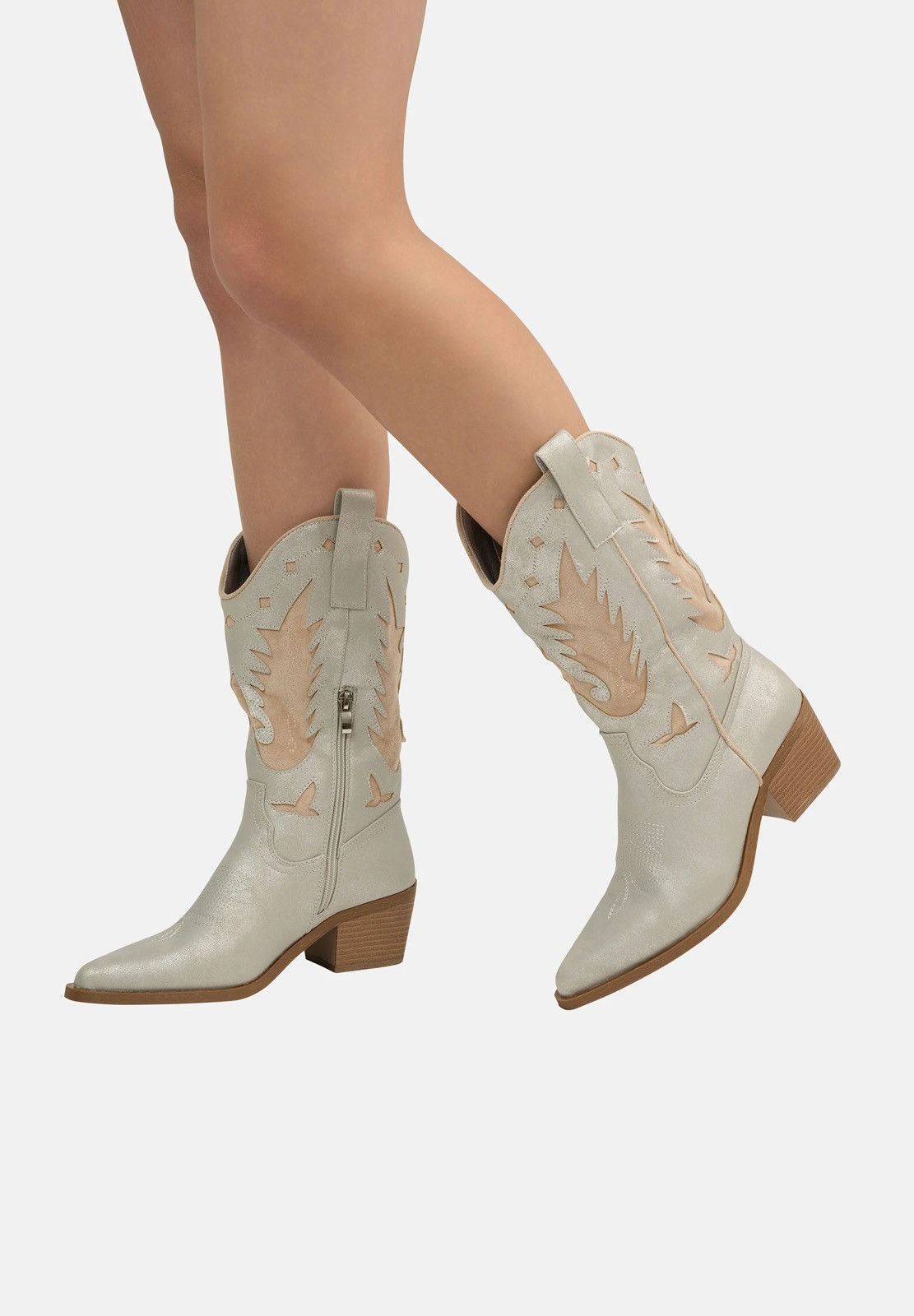 Other Women’s Cowboy biker Western ankle boots Silver 8.5US/40 Eur Size US 8.5 / IT 38.5 - 2 Thumbnail