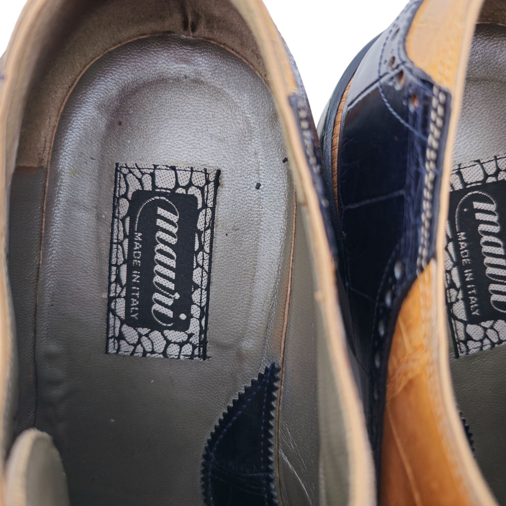 Mauri Mauri Vintage Alligator Exotic Mens 12M Honey Tan Navy Blue Size US 12 / EU 45 - 10 Thumbnail