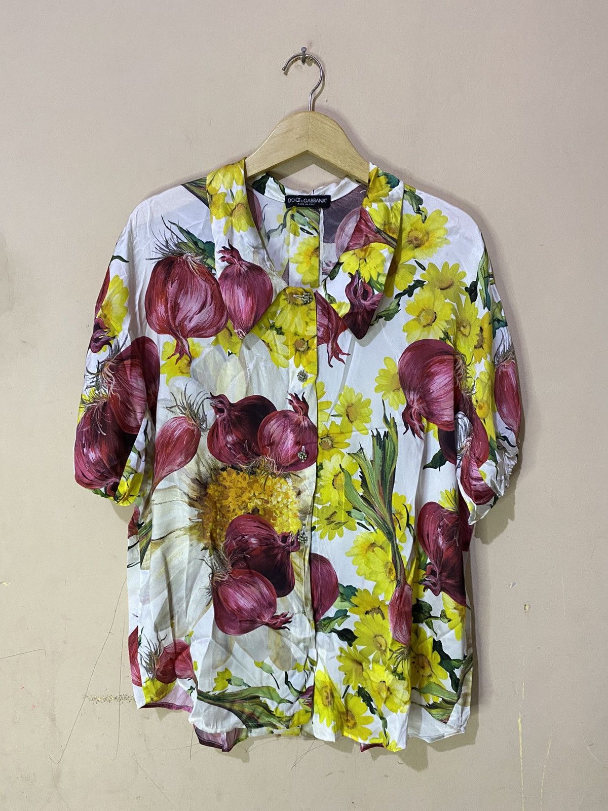 Dolce & Gabbana SS 2012 Dolce & Gabbana Onion Printed Silk Blouse Size S / US 4 / IT 40 - 1 Thumbnail