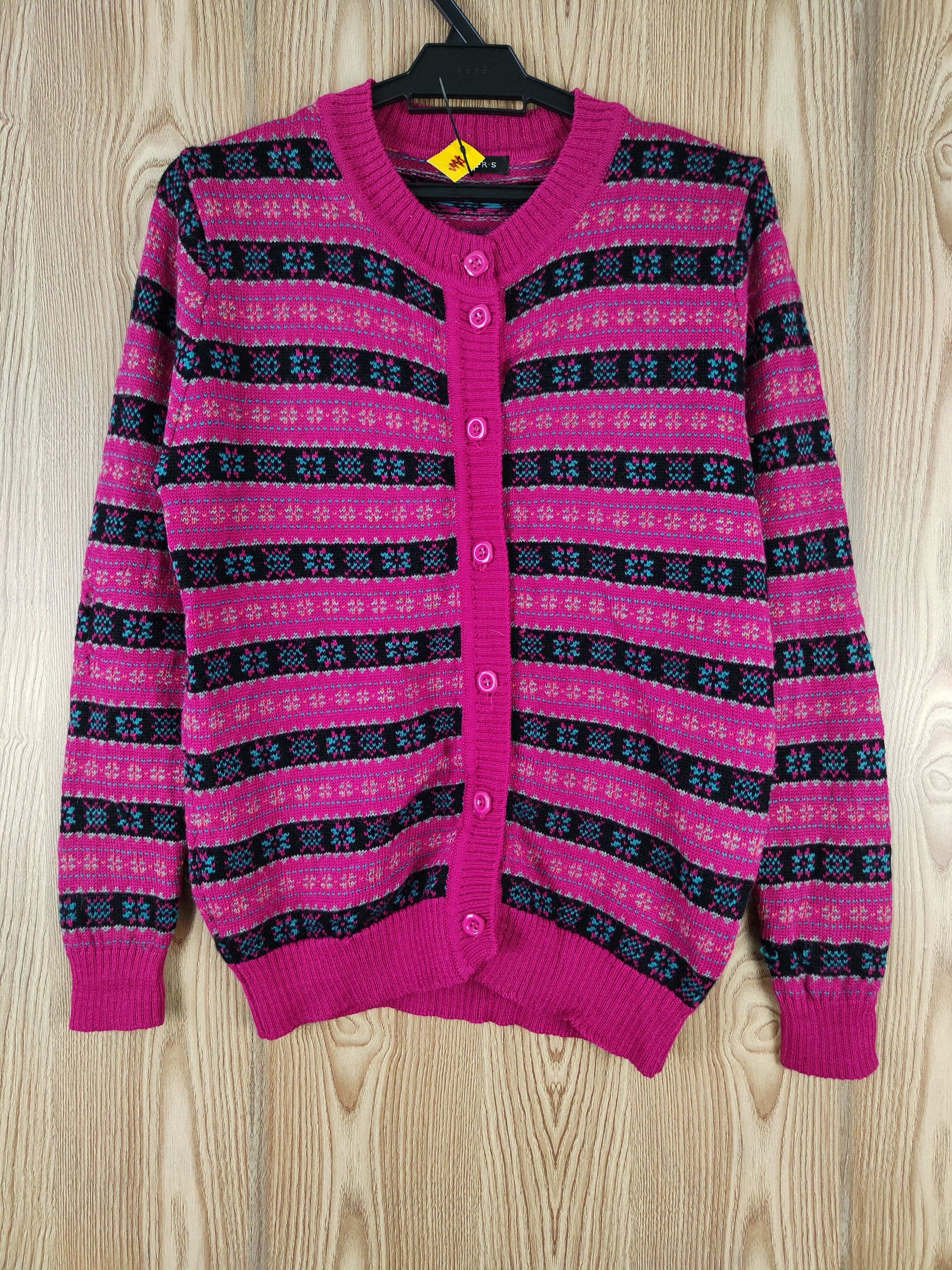 Japanese Brand Piers Dark Pink Knitwear art design Cardigan #W134 Size M / US 6-8 / IT 42-44 - 1 Thumbnail