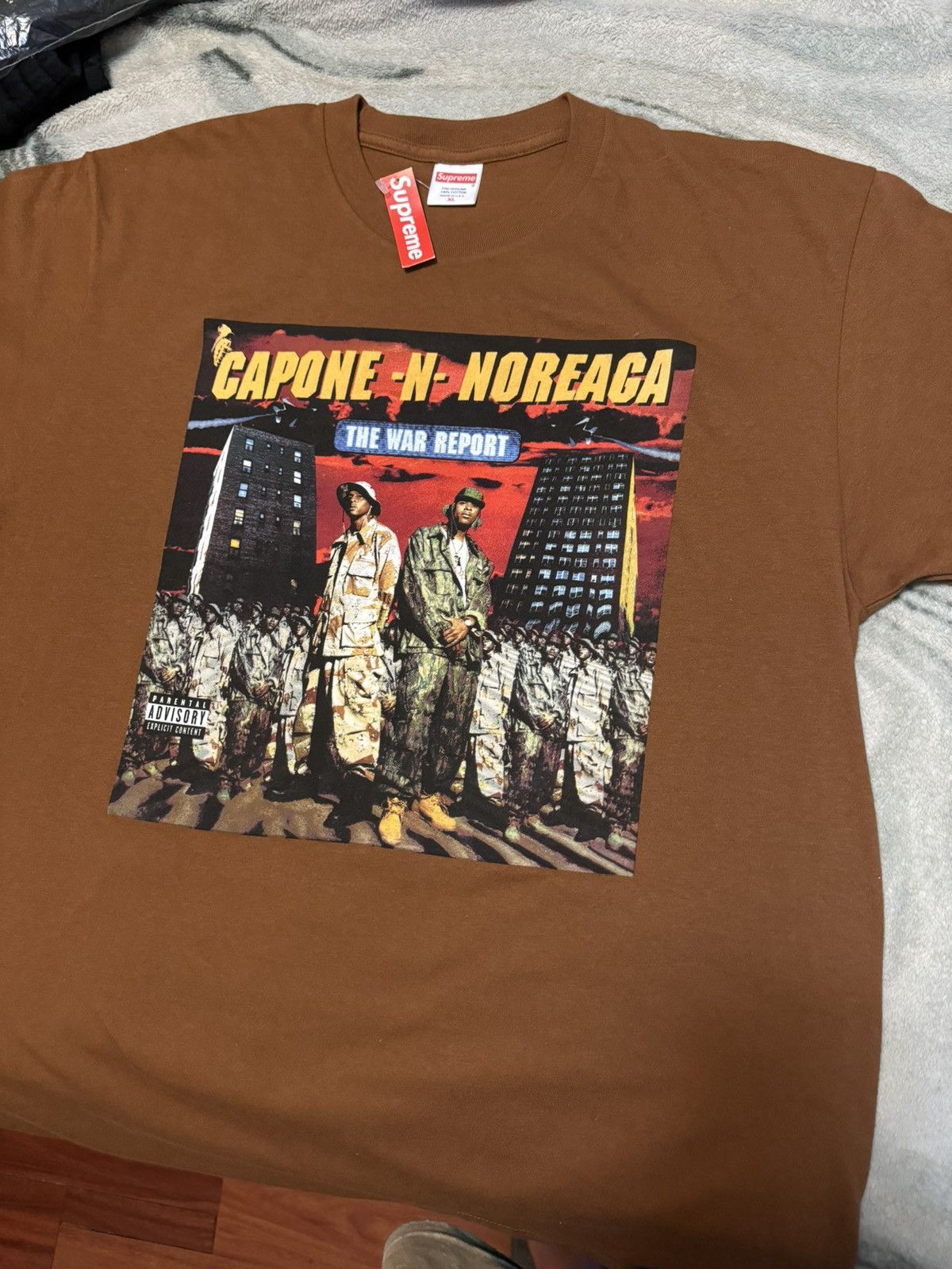 image of Supreme Capone N Noreaga Box Logo Tee in Brown, Men's (Size XL)