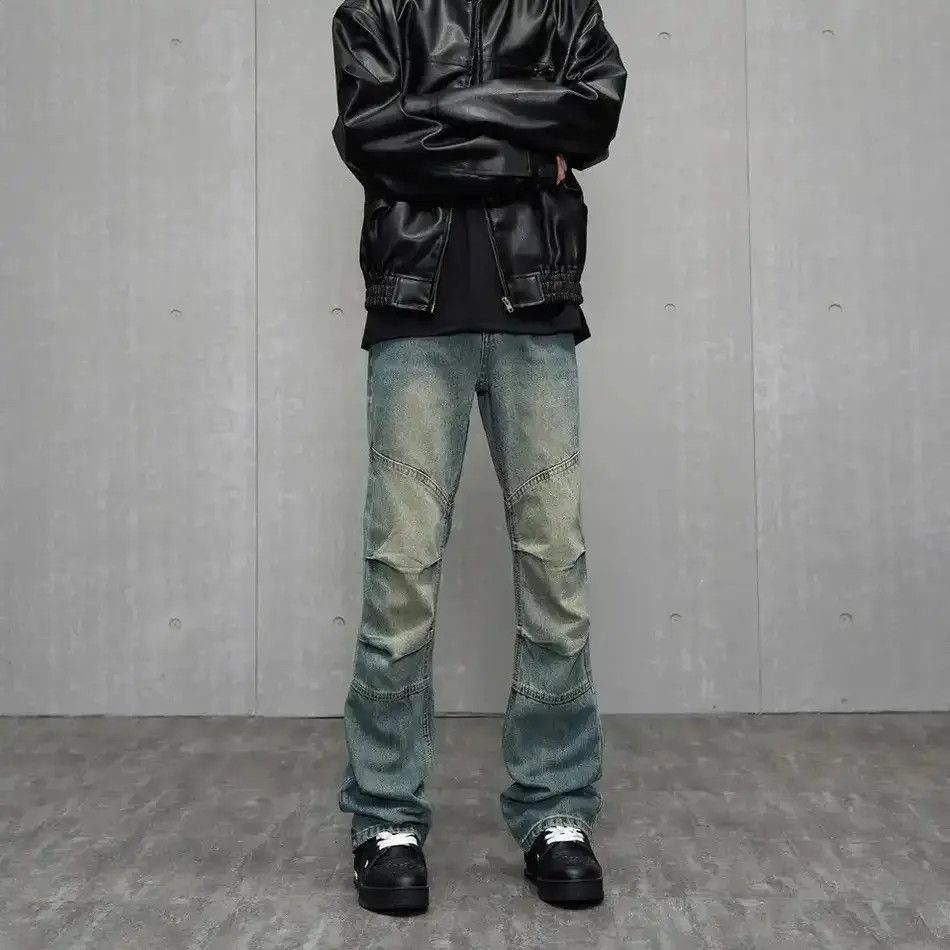 Japanese Brand Y2k Slim Distressed Original Designer Fit Stacked Denim Size US 32 / EU 48 - 2 Thumbnail
