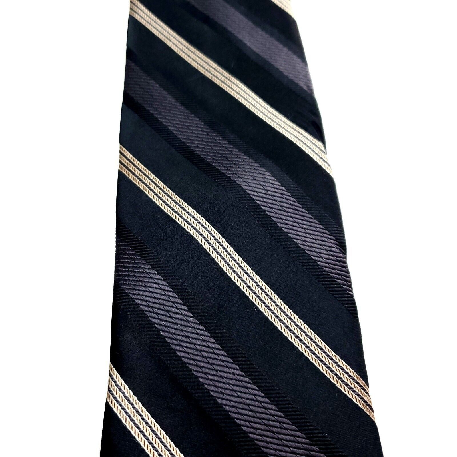 Joseph Abboud Joseph Abboud Dark Blue Silk Tie Woven Striped Size ONE SIZE - 2 Thumbnail