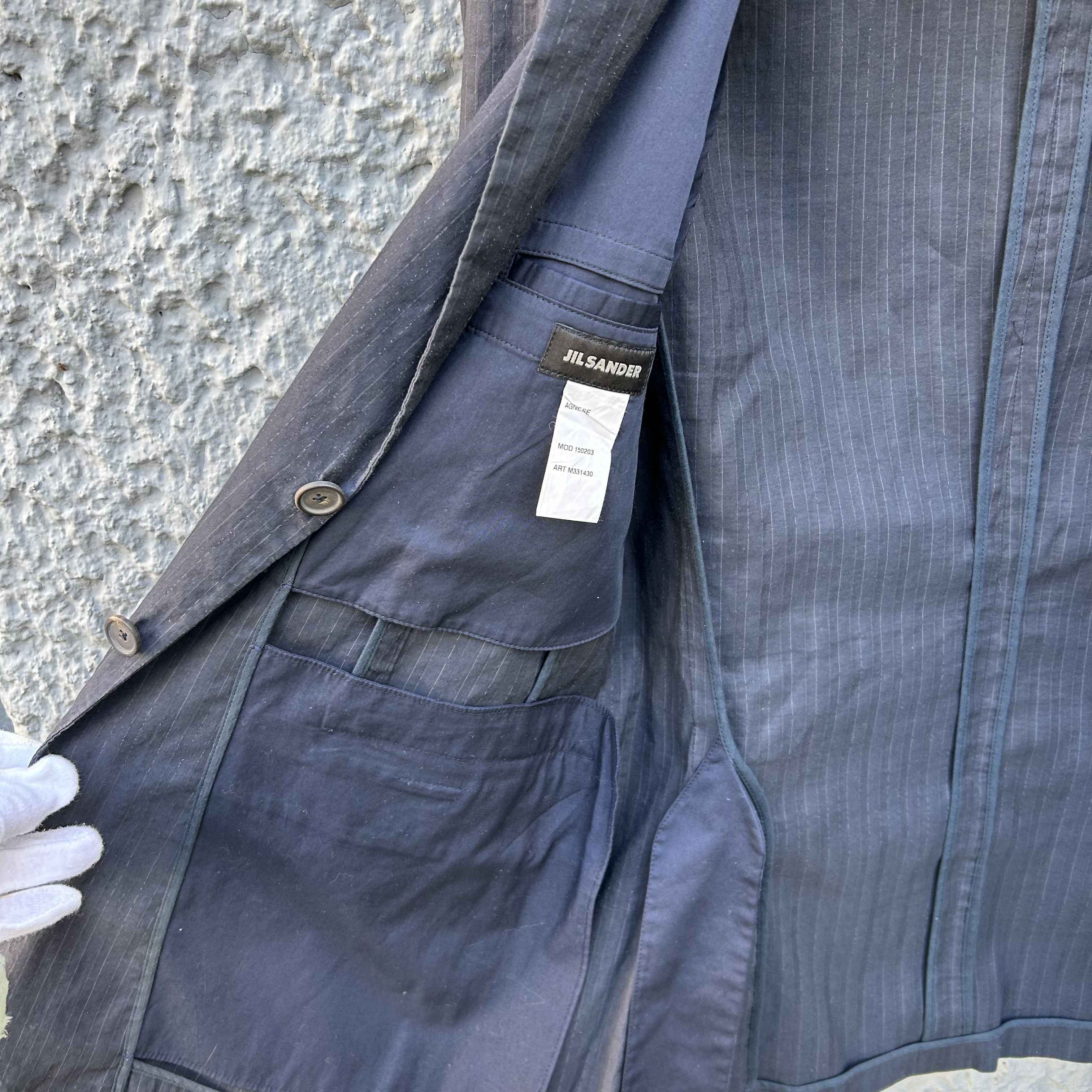 Jil Sander Jil Sander Dark Blue Pinstripe Blazer Jacket Size 48R - 7 Thumbnail