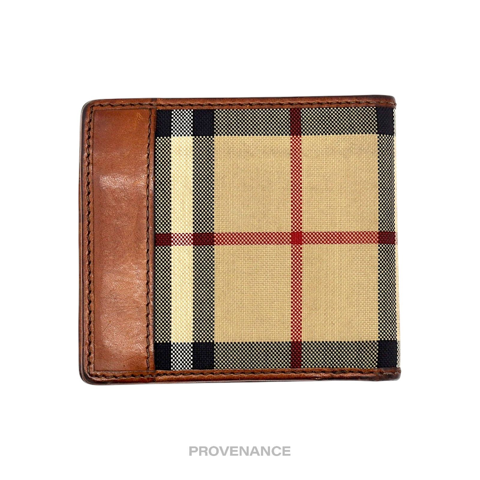 Burberry 🔴 Burberry Nova Check Canvas Bifold Wallet - Brown Leather Size ONE SIZE - 2 Thumbnail