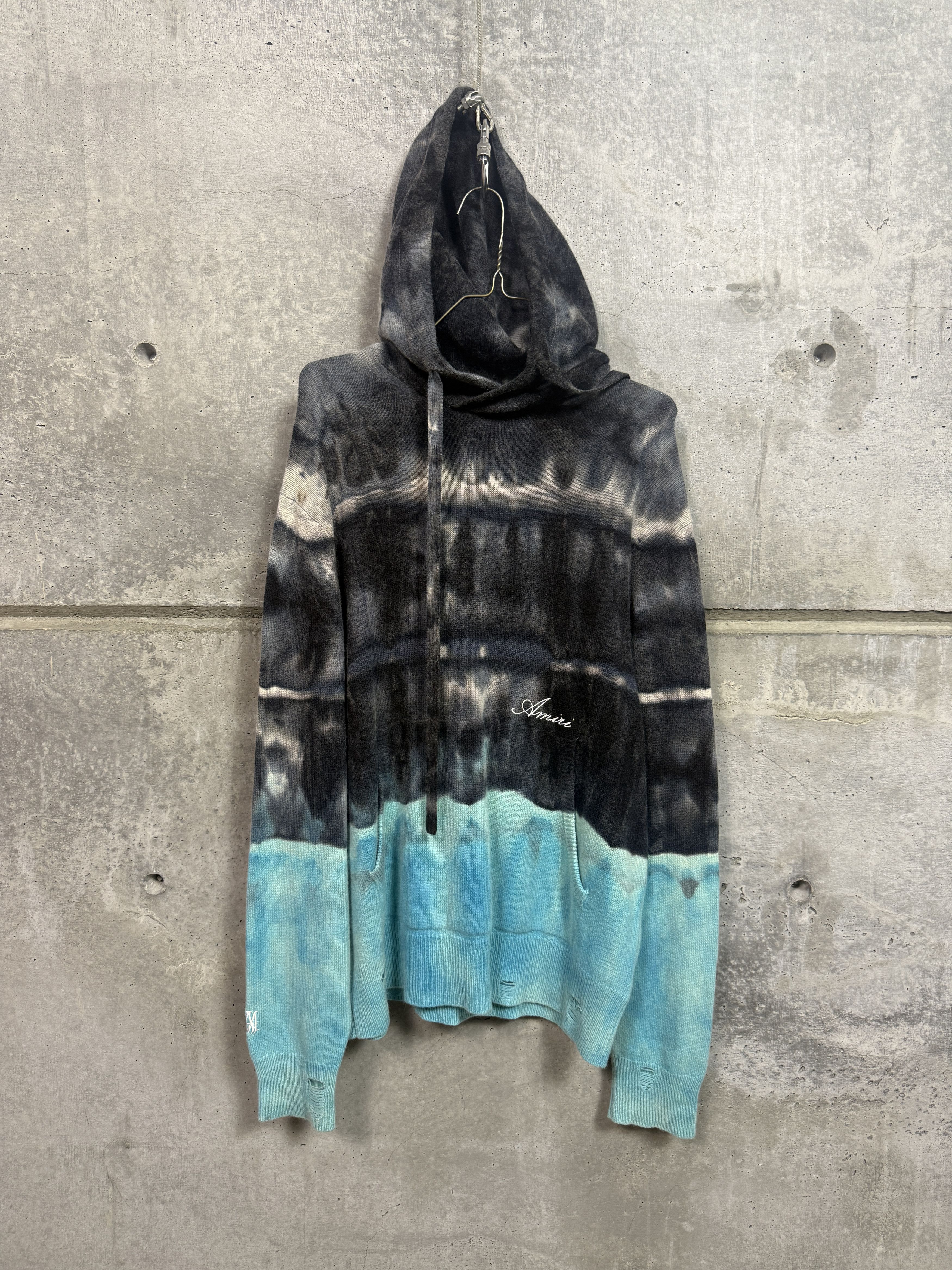 Amiri Tie-Dye Cashmere Wool Blend Hoodie and Shorts