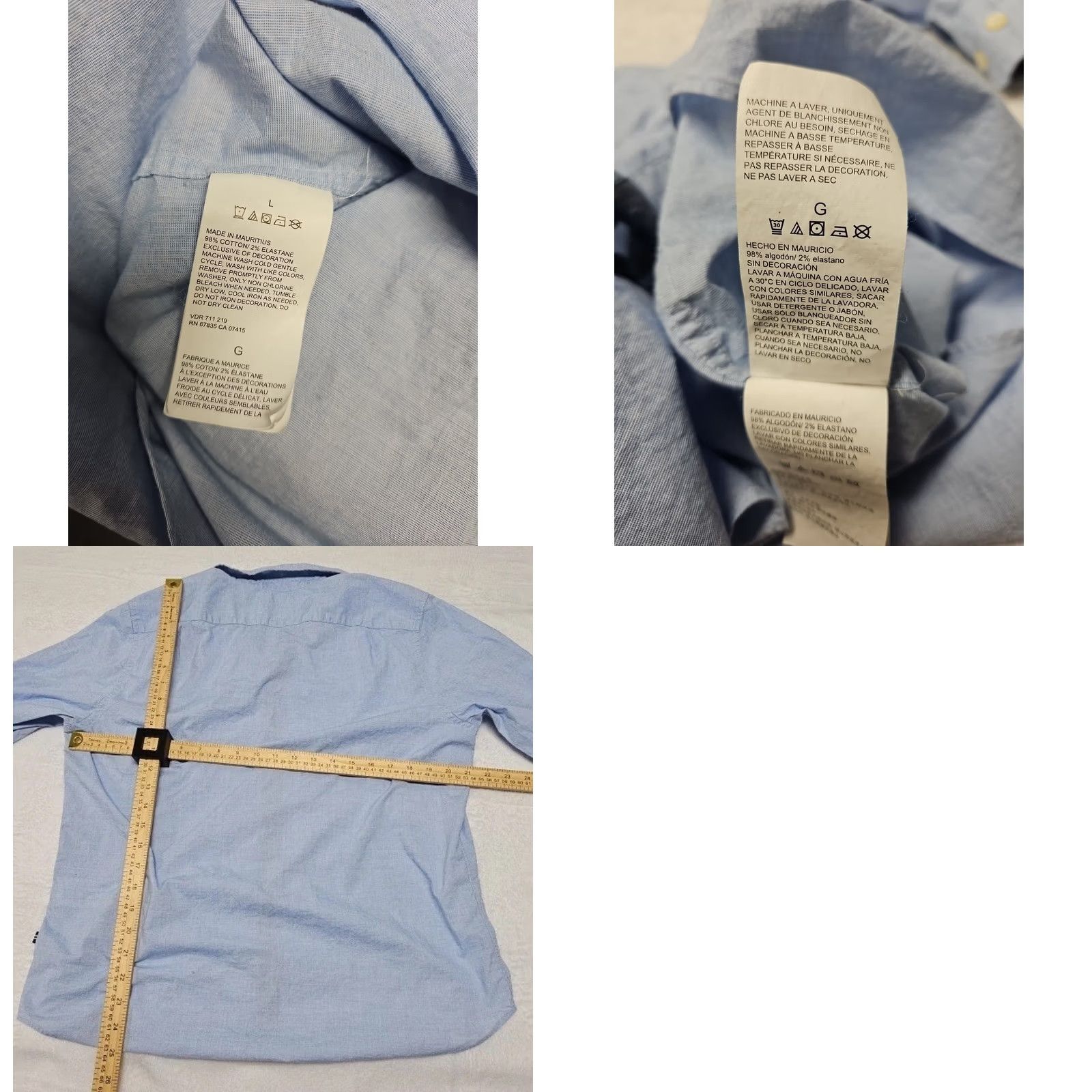 Nautica Nautica Button-Up Shirt Men Large Light Blue Long Sleeve Classic Fit Stretch Button-Down Shirt Size US L / EU 52-54 / 3 - 8 Thumbnail