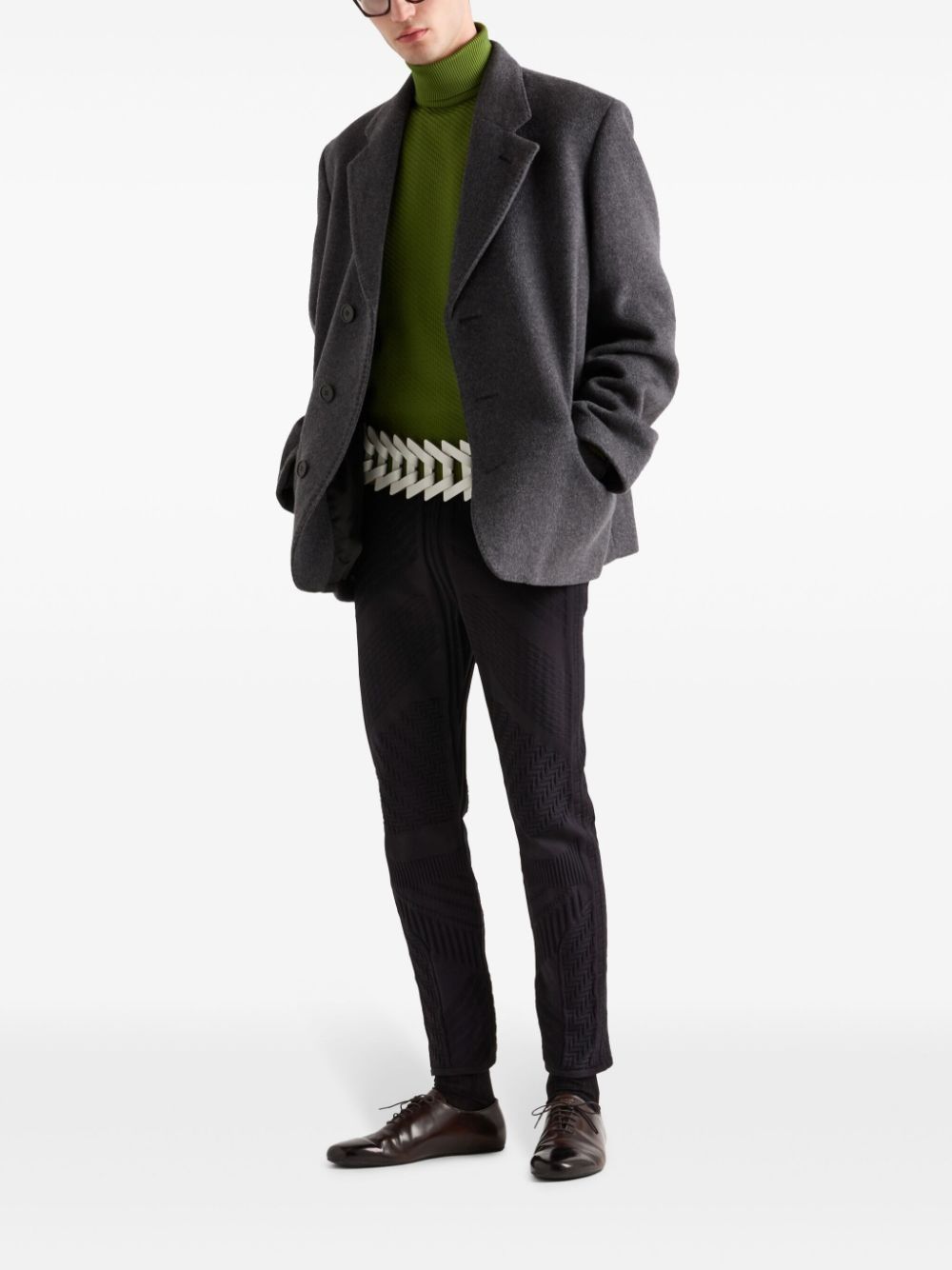 Prada o1bcso1str1025 Nylon Slim-Cut Trousers in Black Size US 30 / EU 46 - 2 Thumbnail